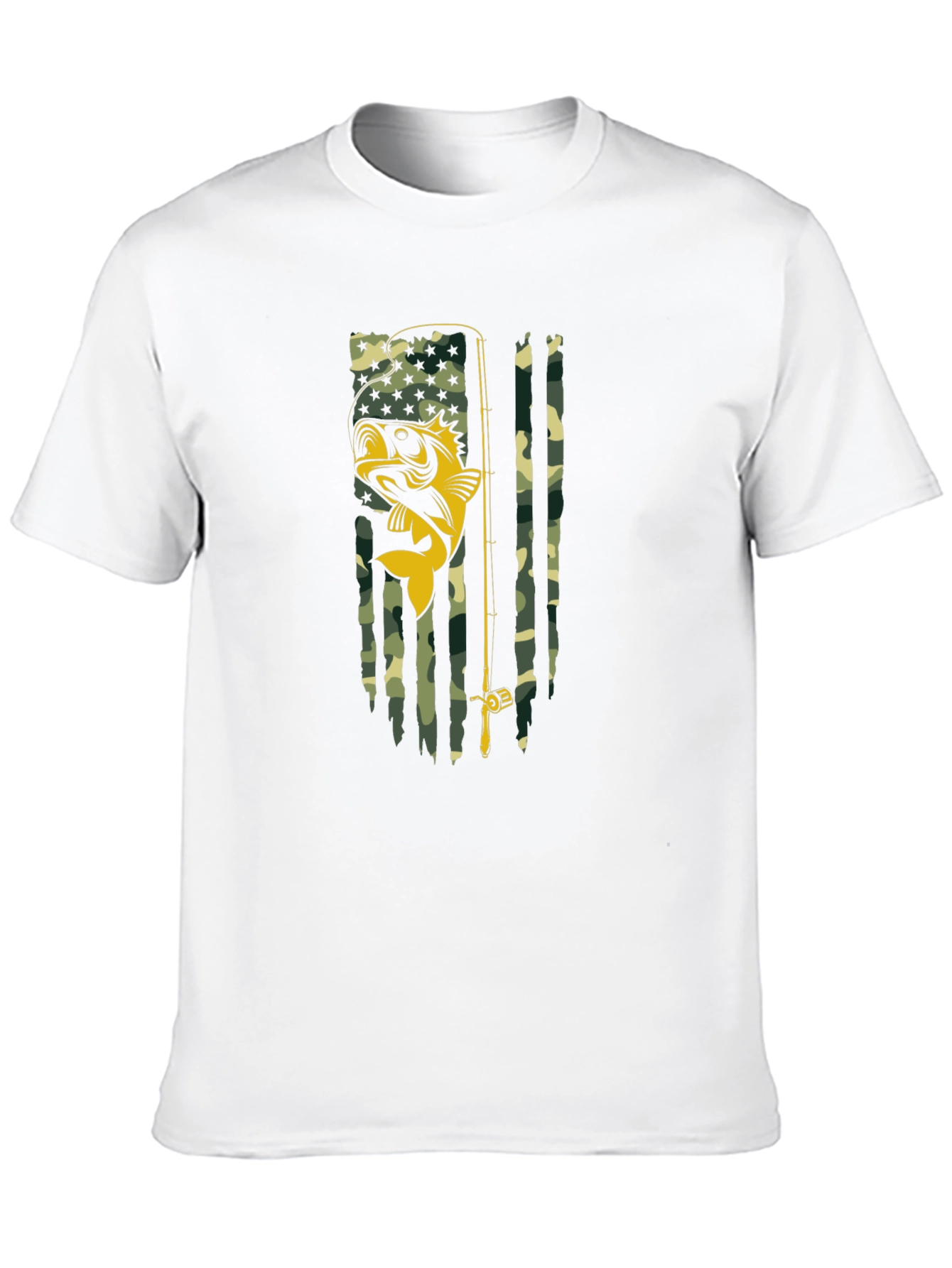 Fishing Flag Graphic T-Shirt - Camo Bass