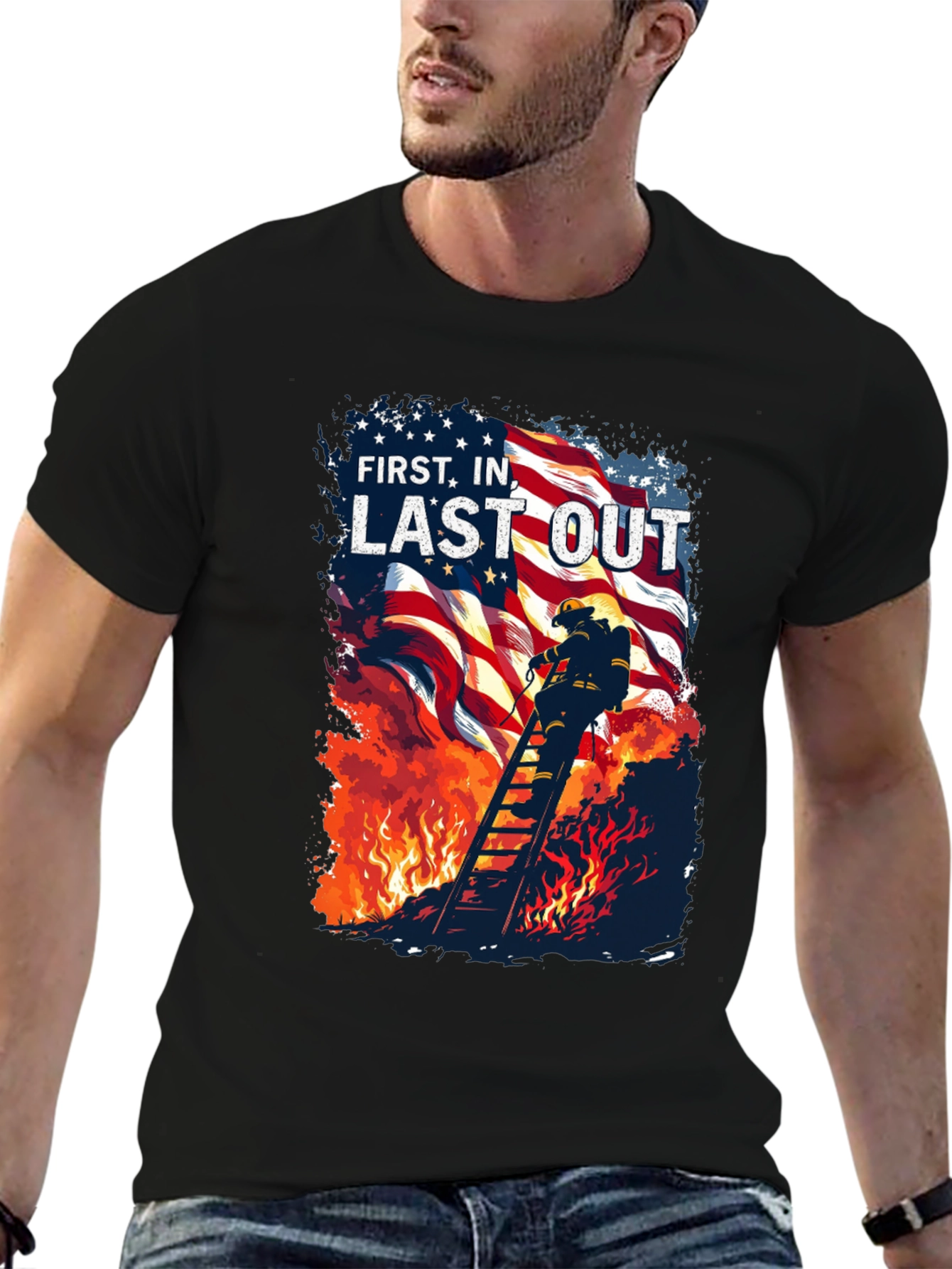 First In Last Out Firefighter T-Shirt