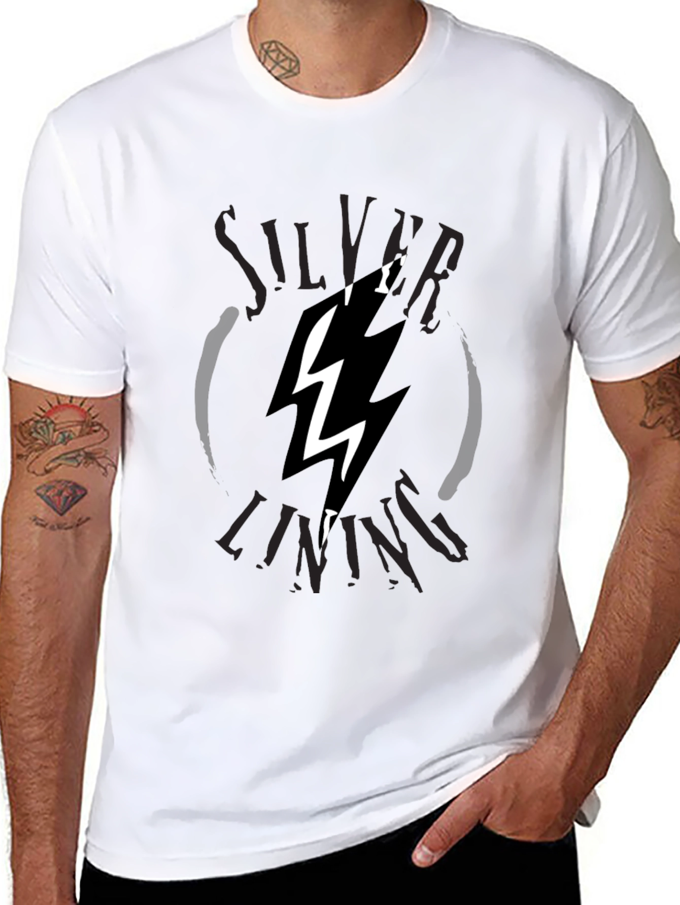 Silver Lining Lightning Bolt Graphic Tee - Black