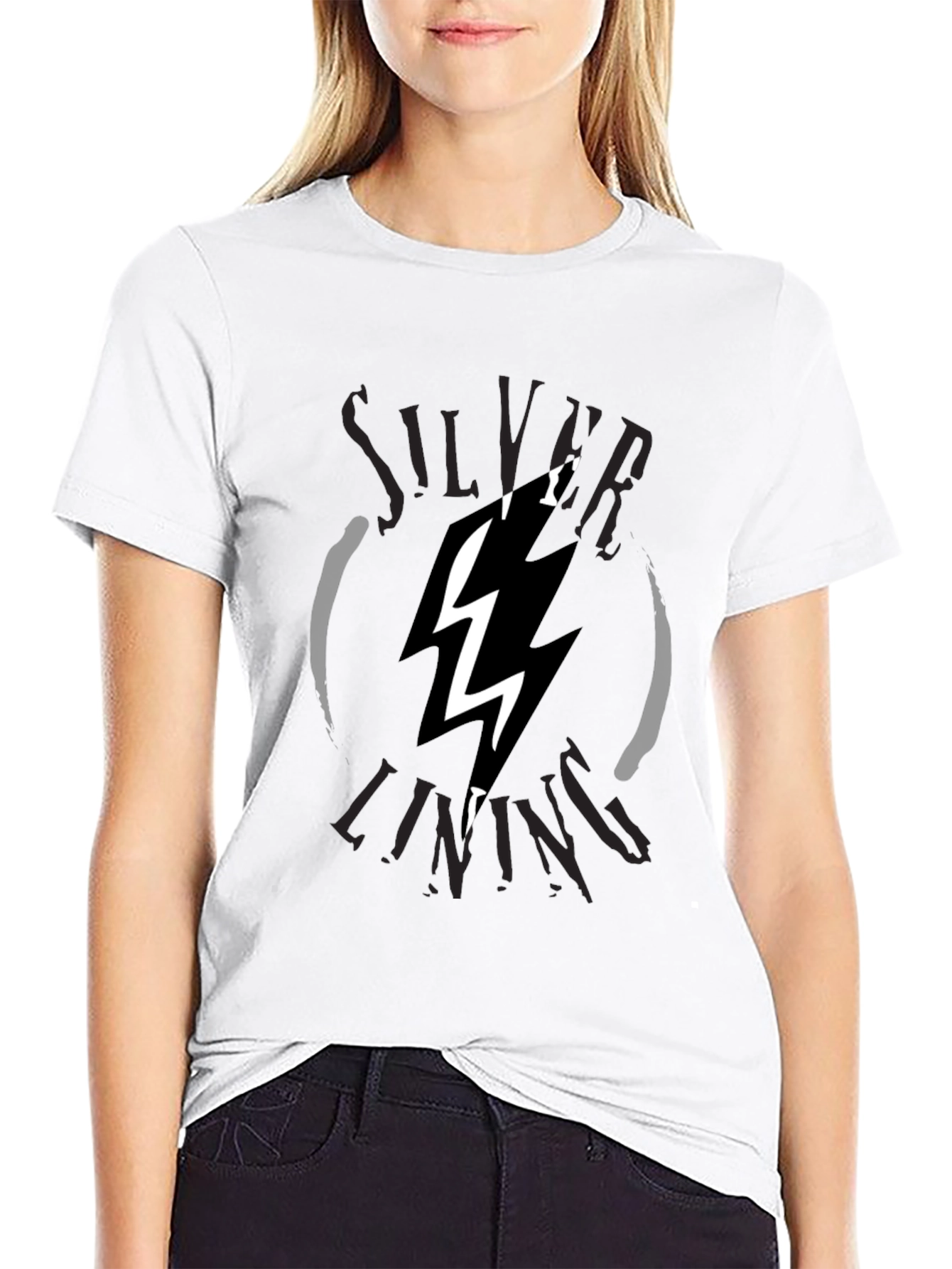 Silver Lining Lightning Bolt Graphic Tee - Black