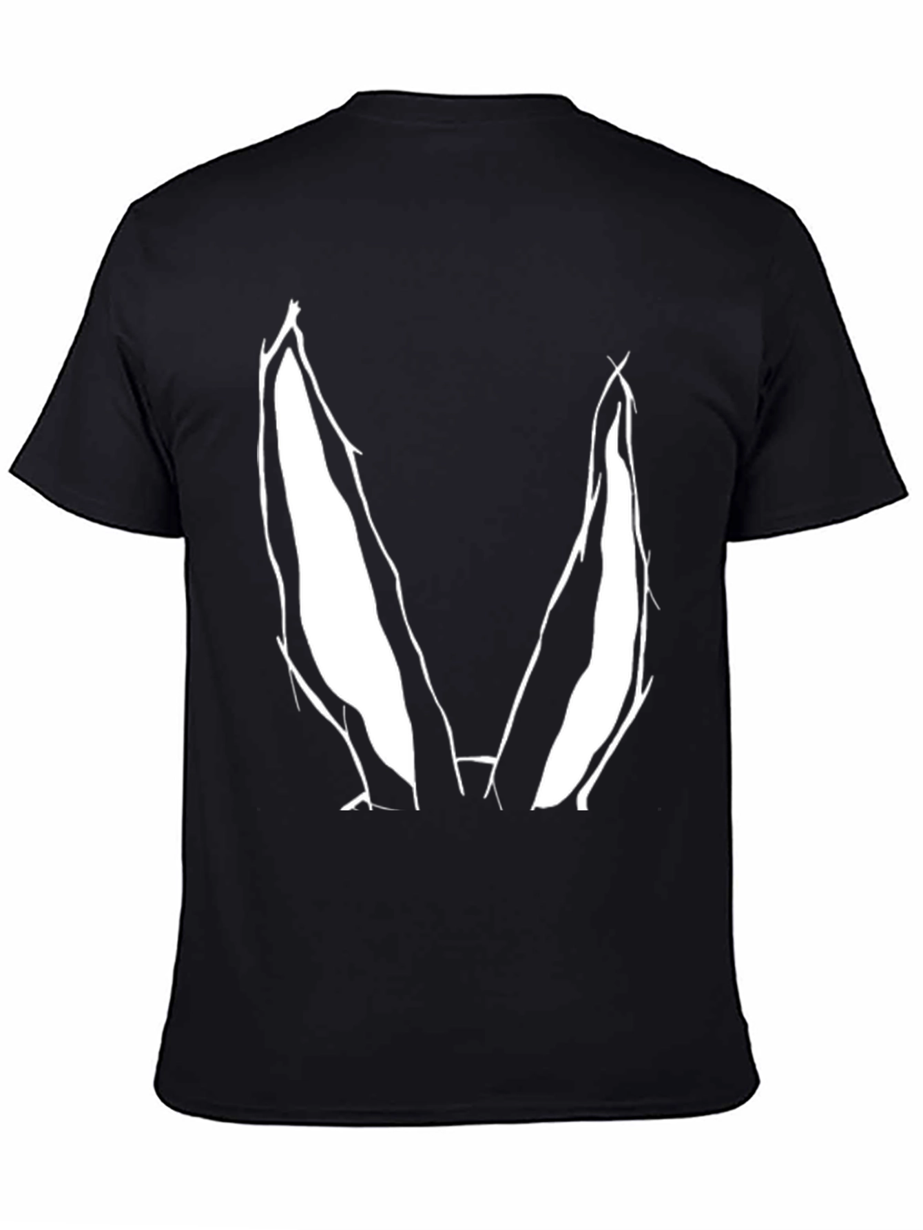 Bunny Ears Graphic Tee - Black Cotton Casual Top