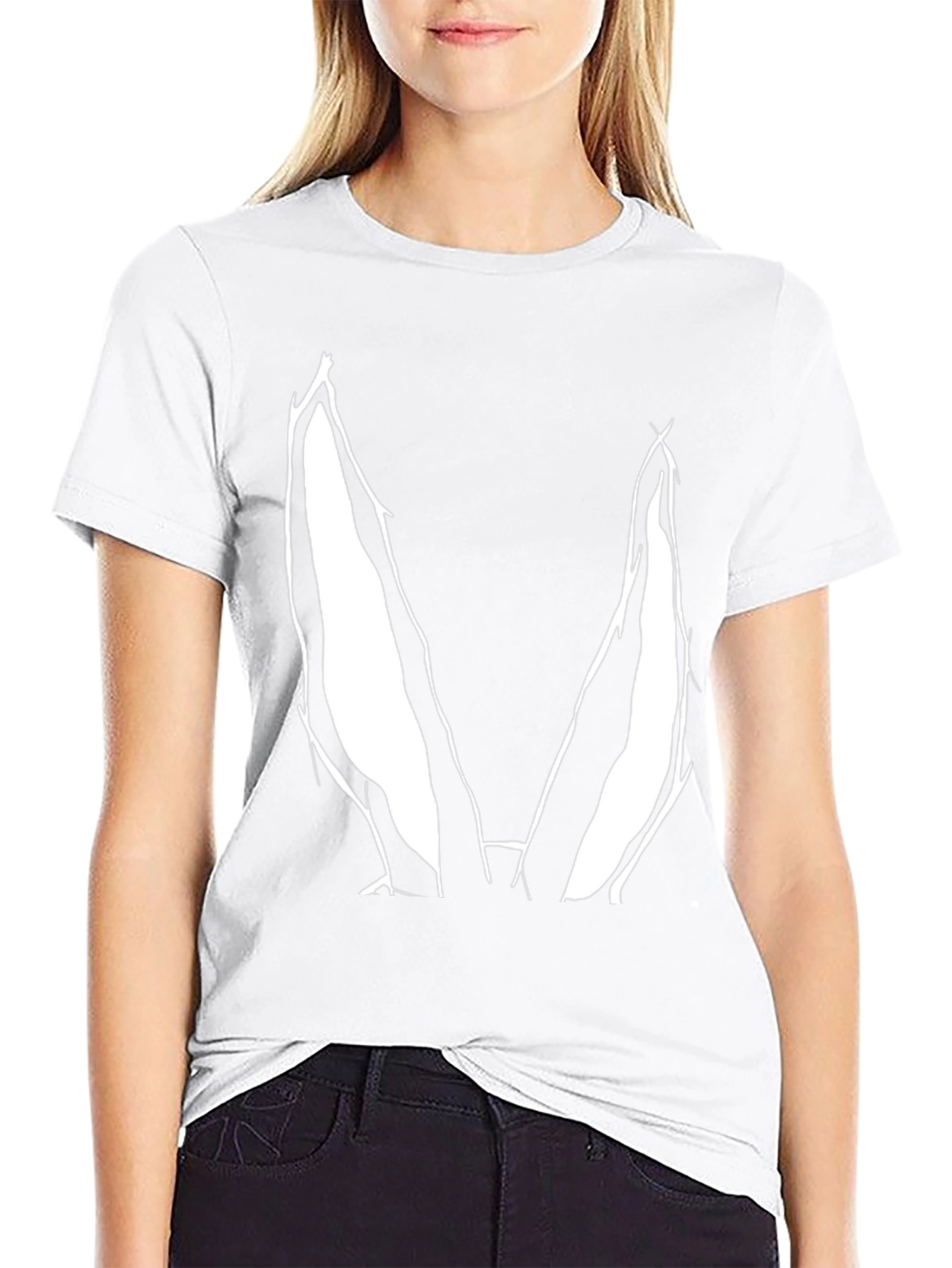 Bunny Ears Graphic Tee - Black Cotton Casual Top
