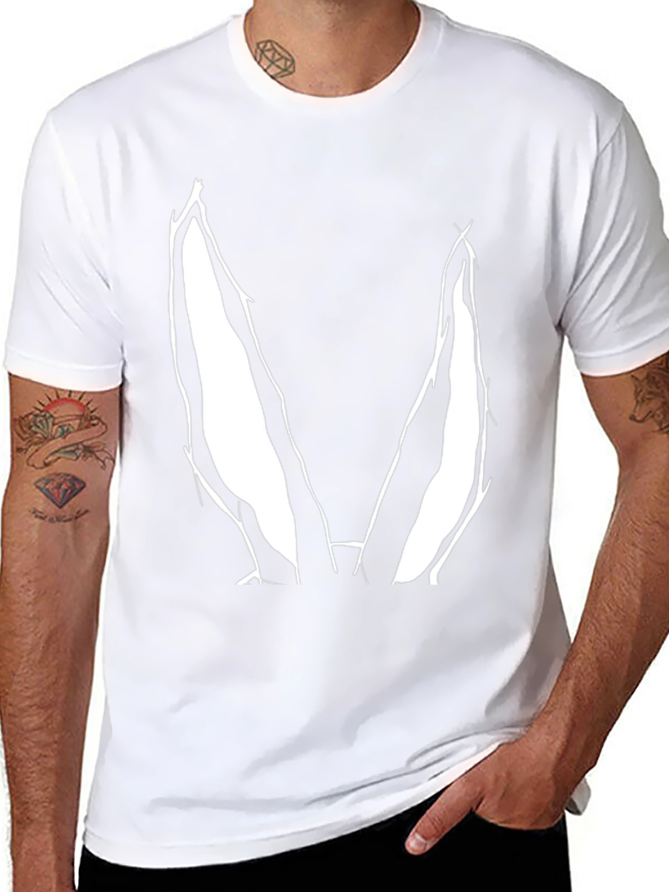 Bunny Ears Graphic Tee - Black Cotton Casual Top