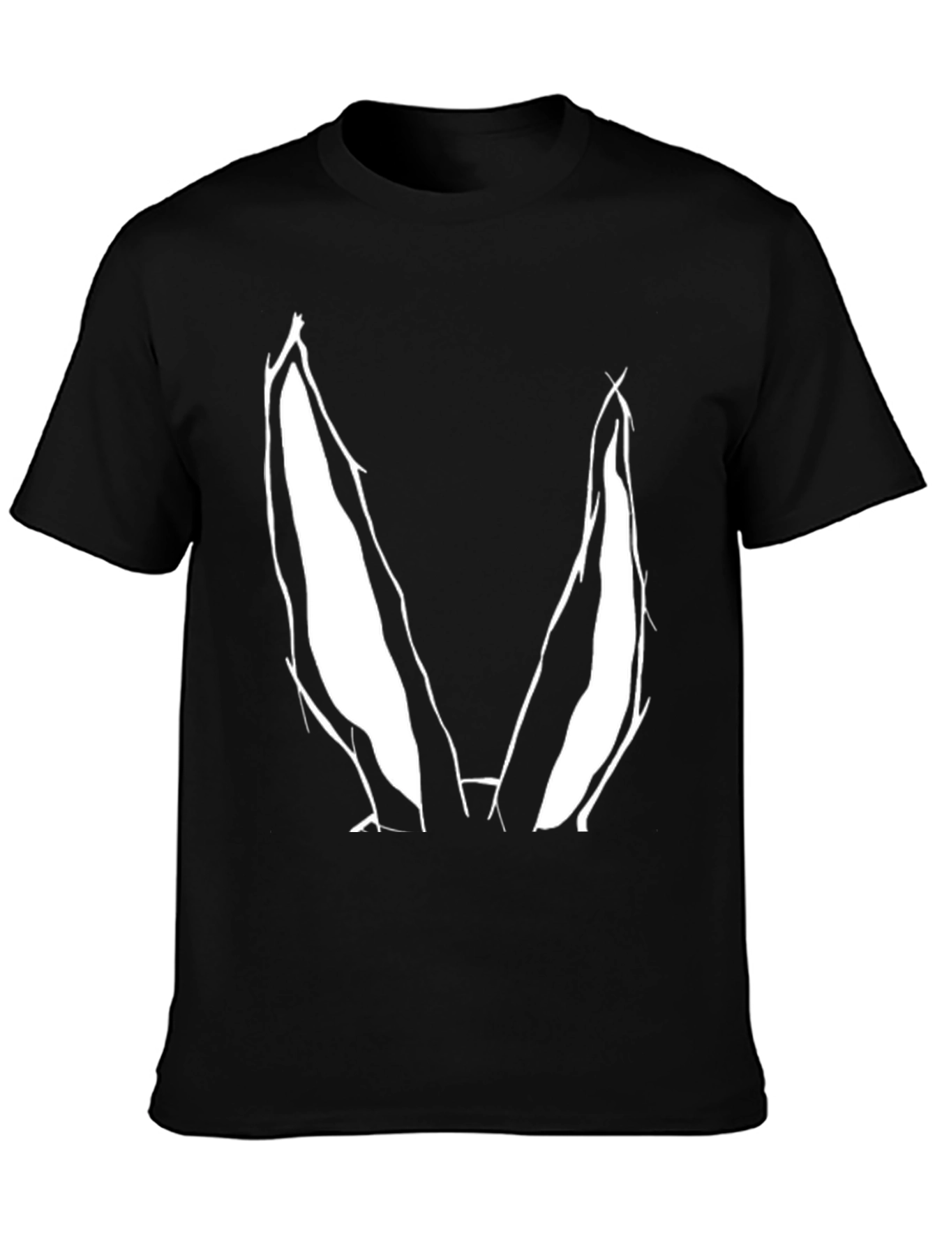Bunny Ears Graphic Tee - Black Cotton Casual Top