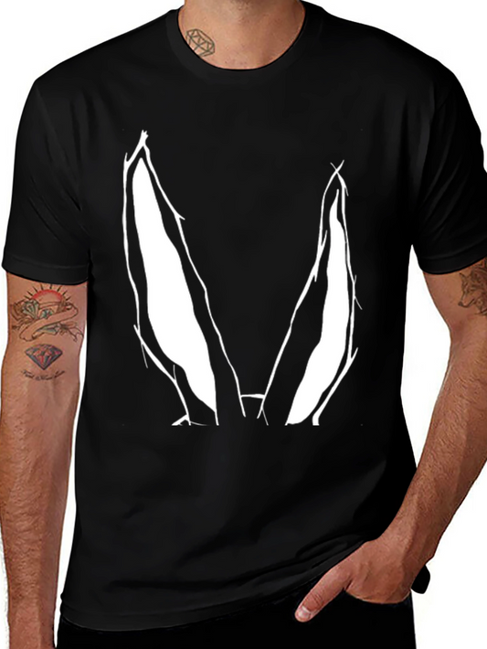 Bunny Ears Graphic Tee - Black Cotton Casual Top