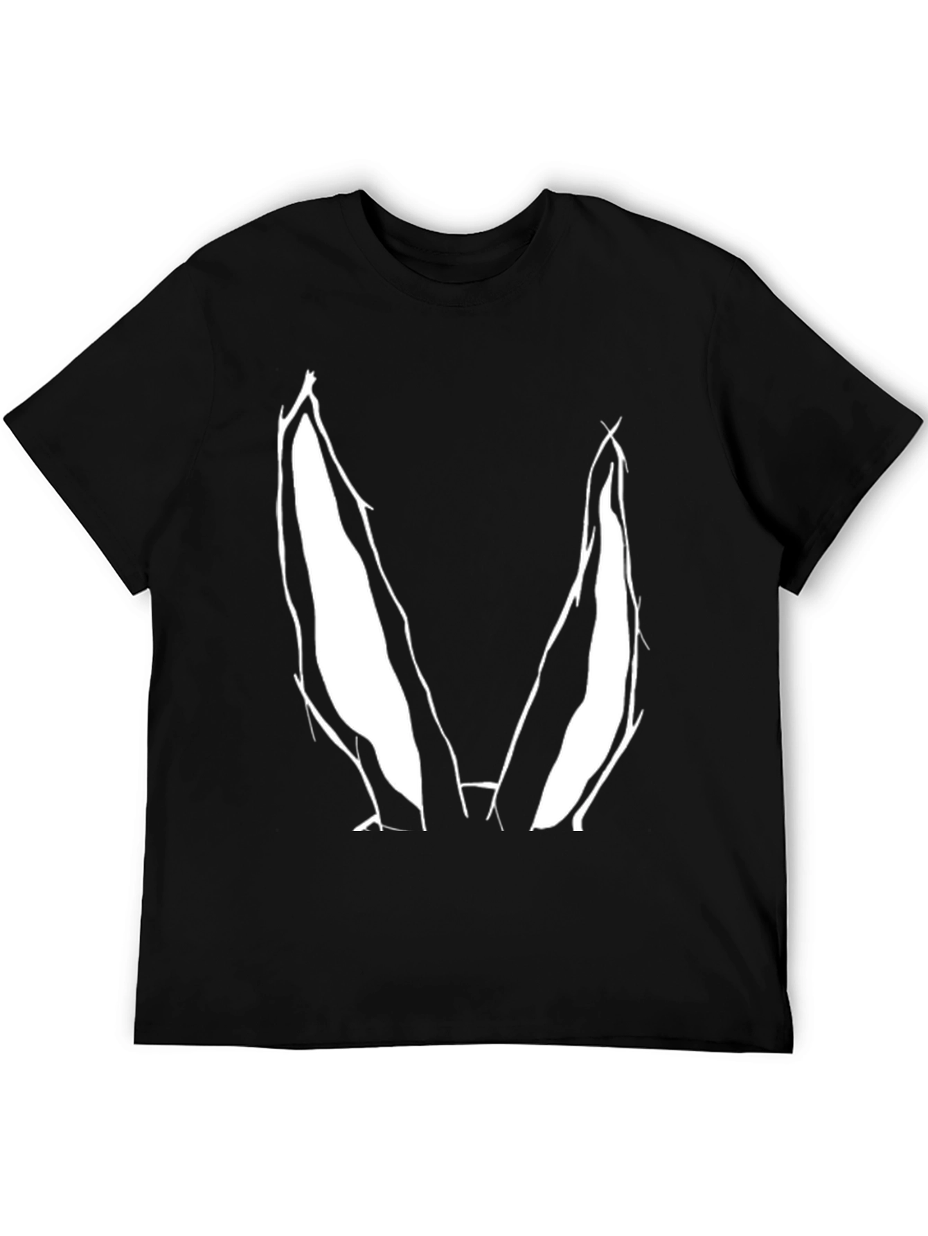 Bunny Ears Graphic Tee - Black Cotton Casual Top
