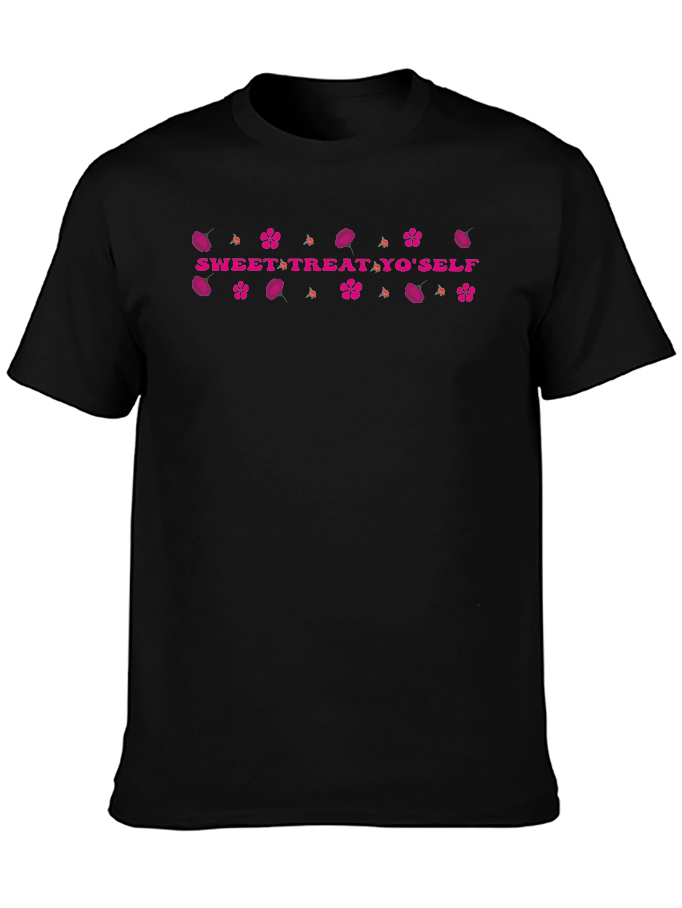 Sweet Treat Yoself Black Graphic T-Shirt