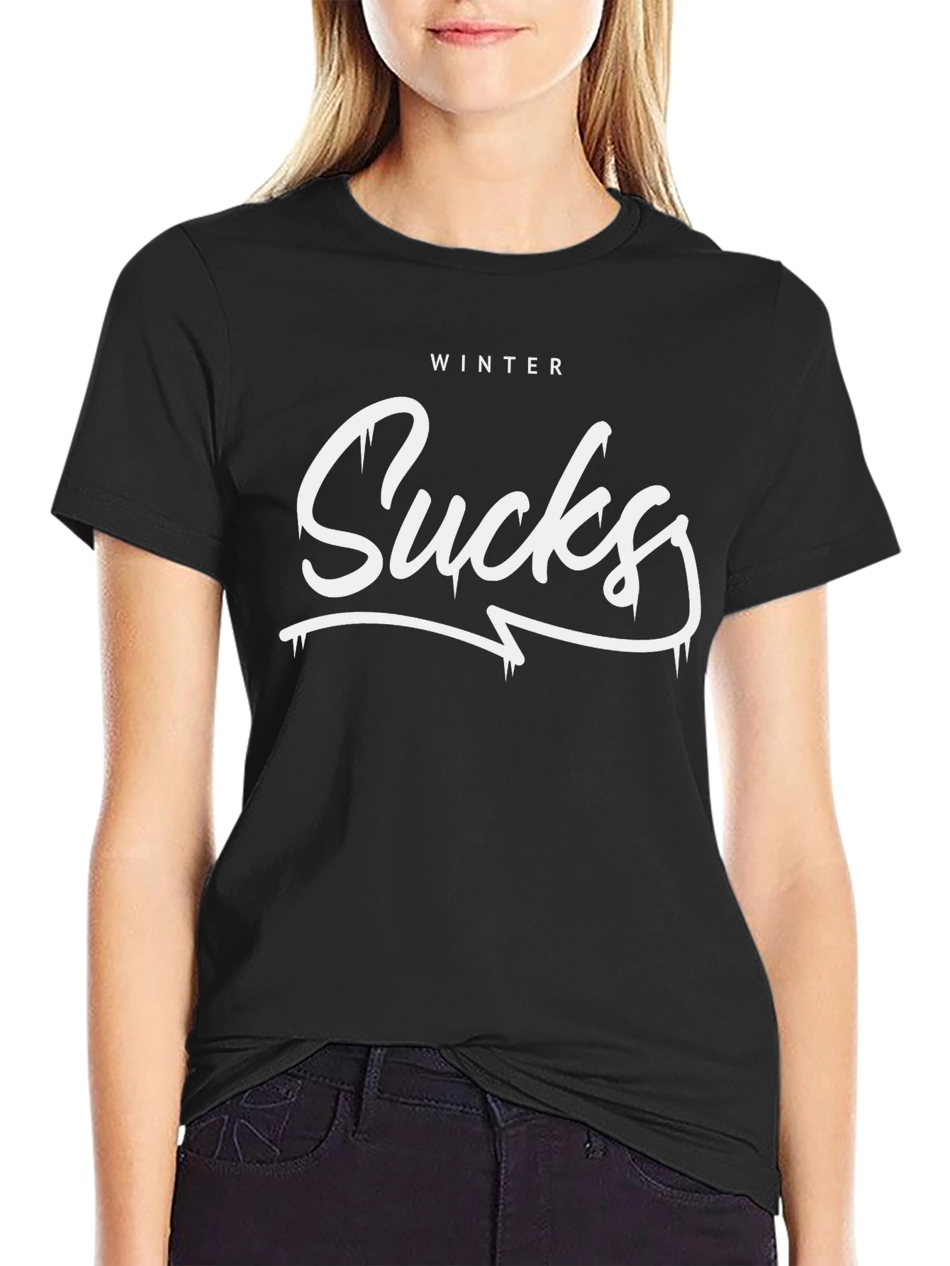 Winter Sucks Graphic T-Shirt - Black Unisex Tee