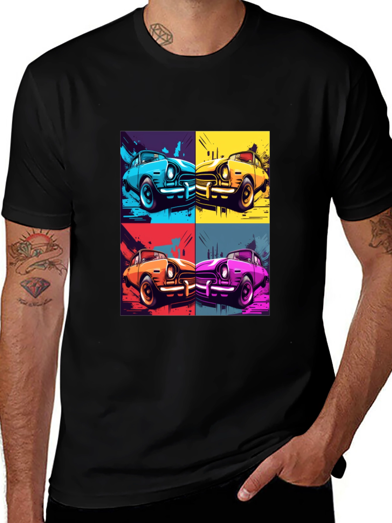 Retro Car Pop Art T-Shirt - Classic Automotive Style