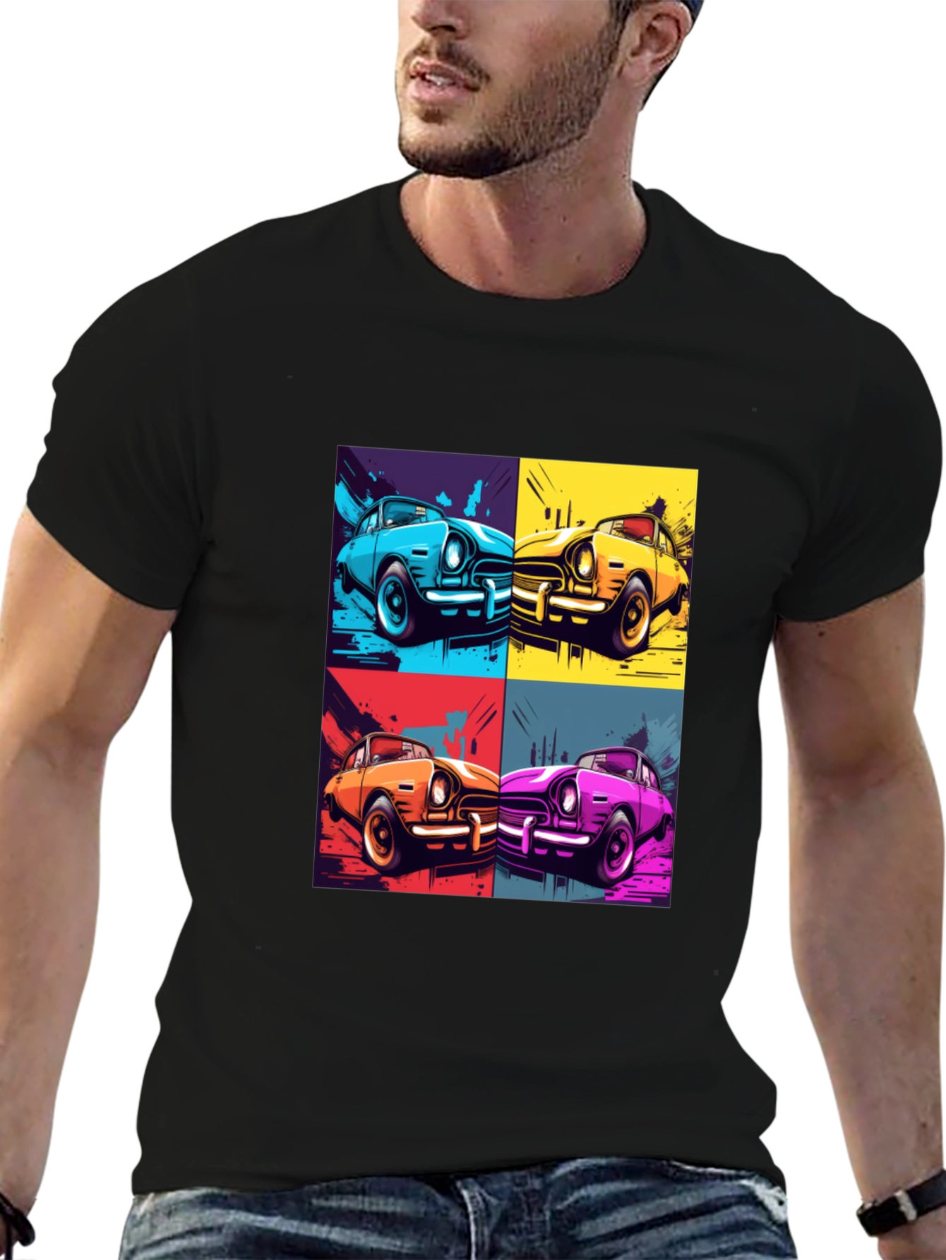 Retro Car Pop Art T-Shirt - Classic Automotive Style