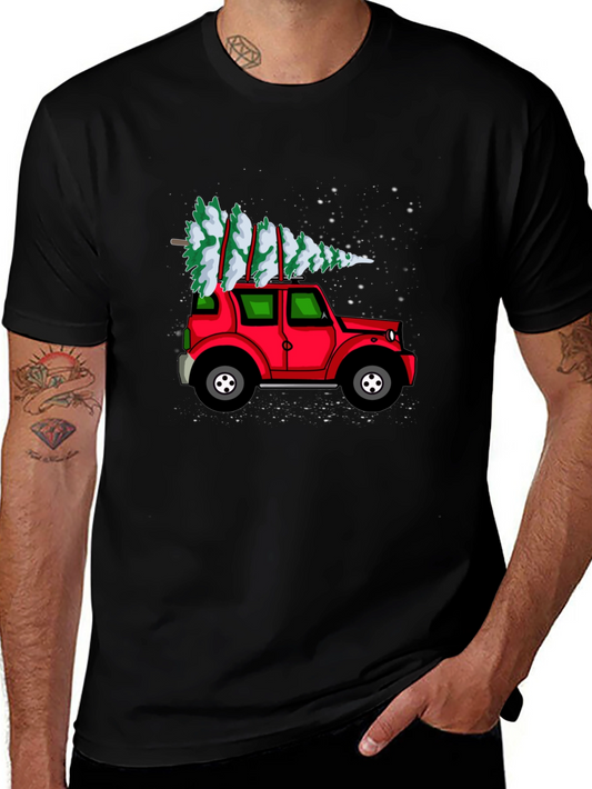 Festive Red Car Christmas Tree T-Shirt