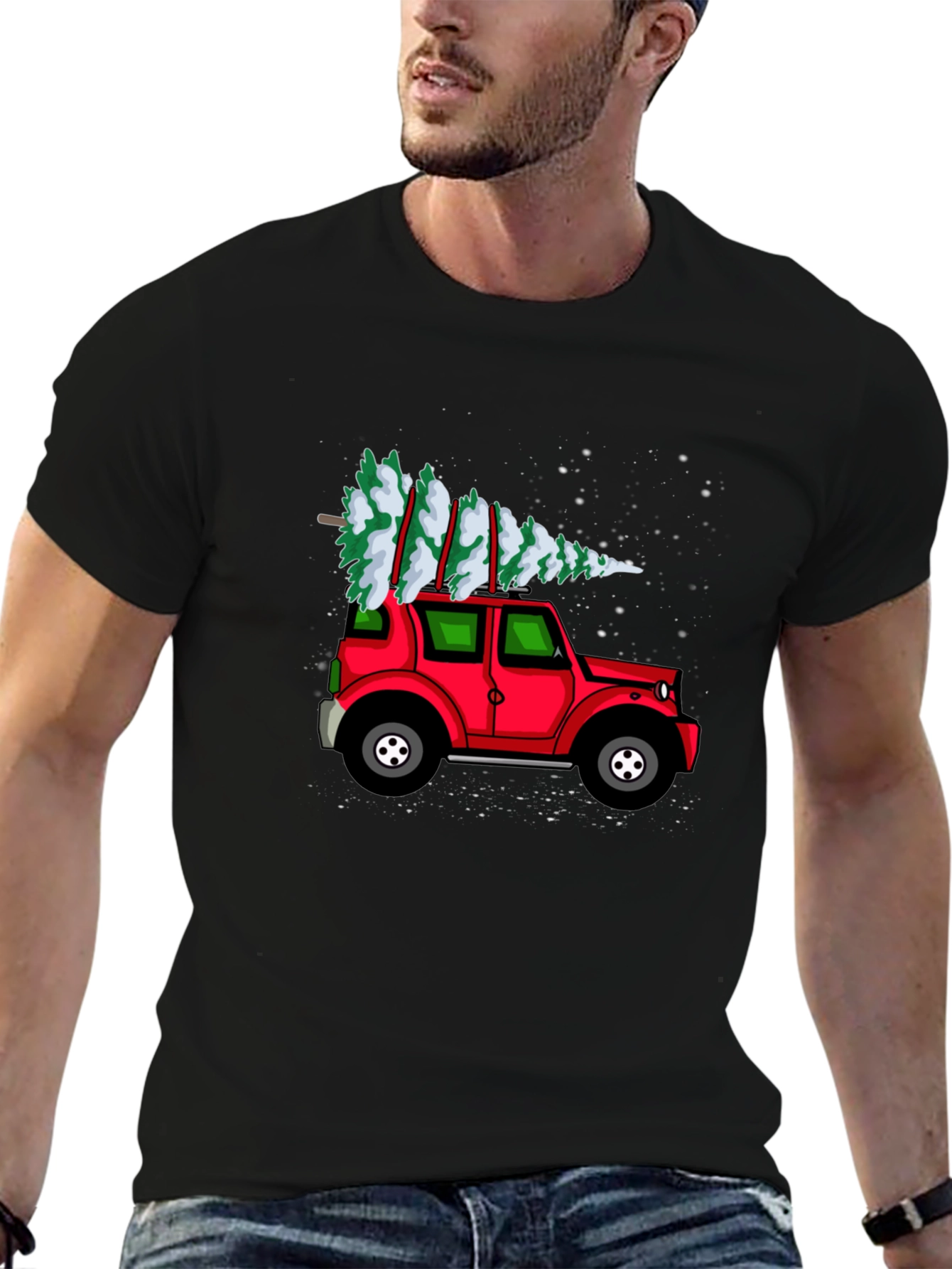 Festive Red Car Christmas Tree T-Shirt