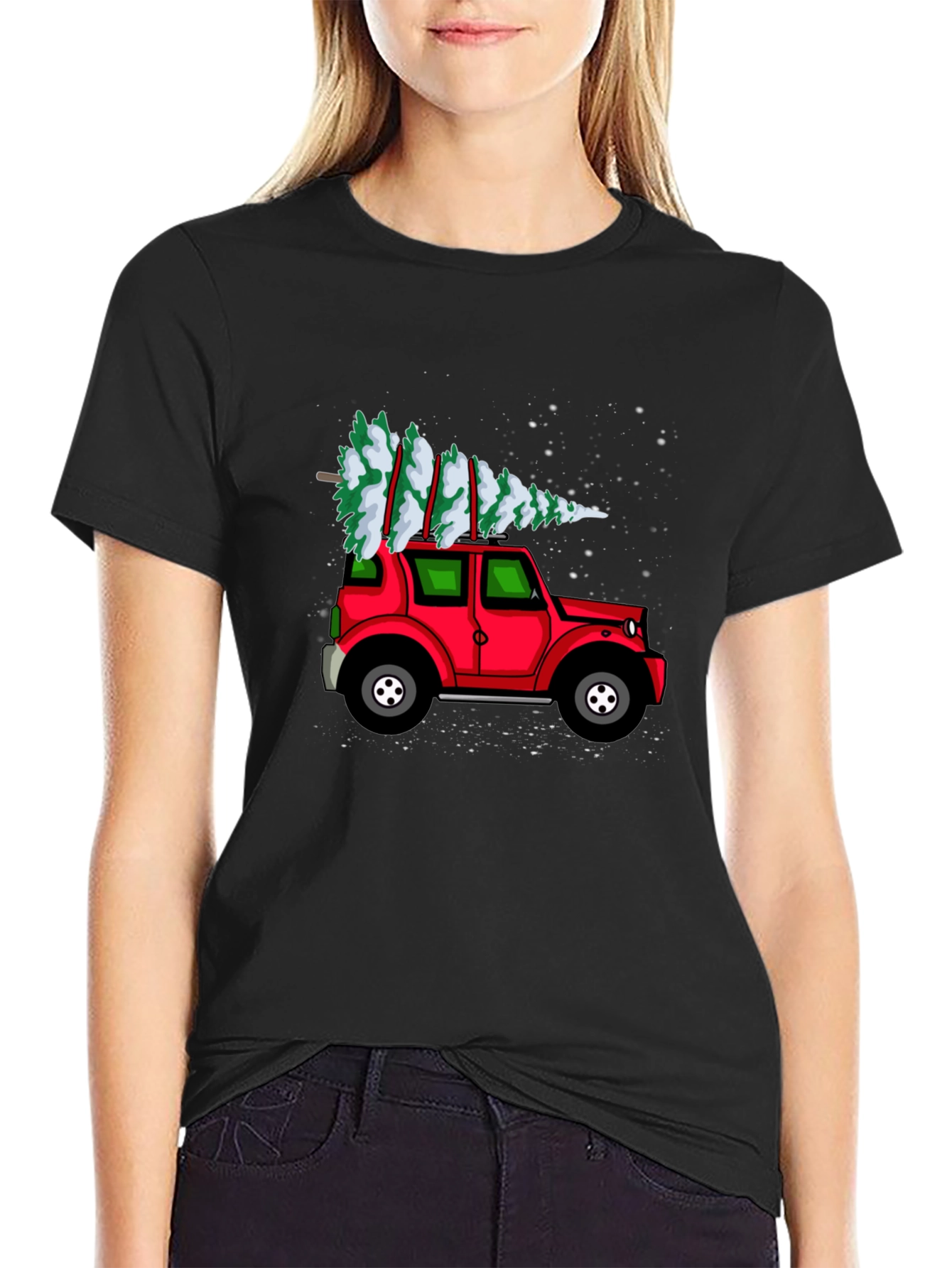 Festive Red Car Christmas Tree T-Shirt