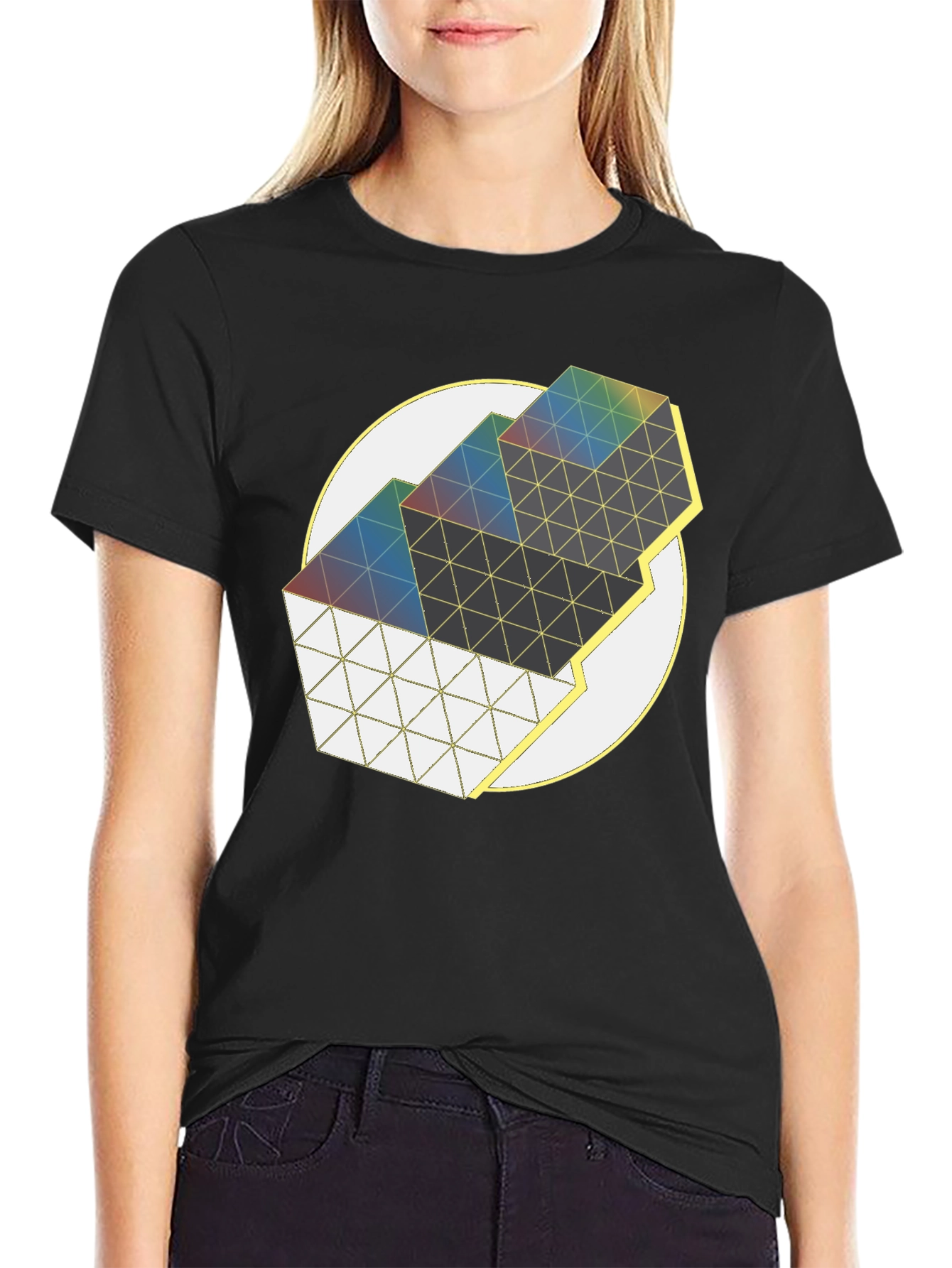 Geometric Prism Graphic Tee - Modern Art Shirt