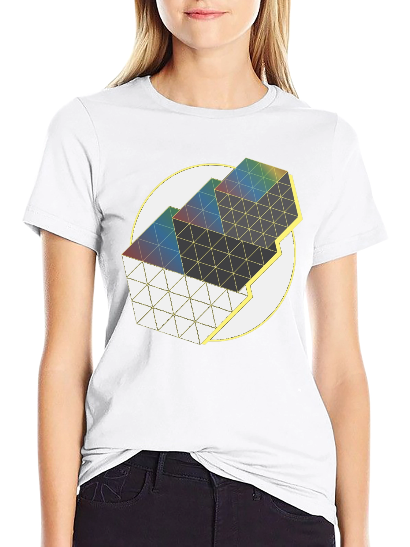 Geometric Prism Graphic Tee - Modern Art Shirt
