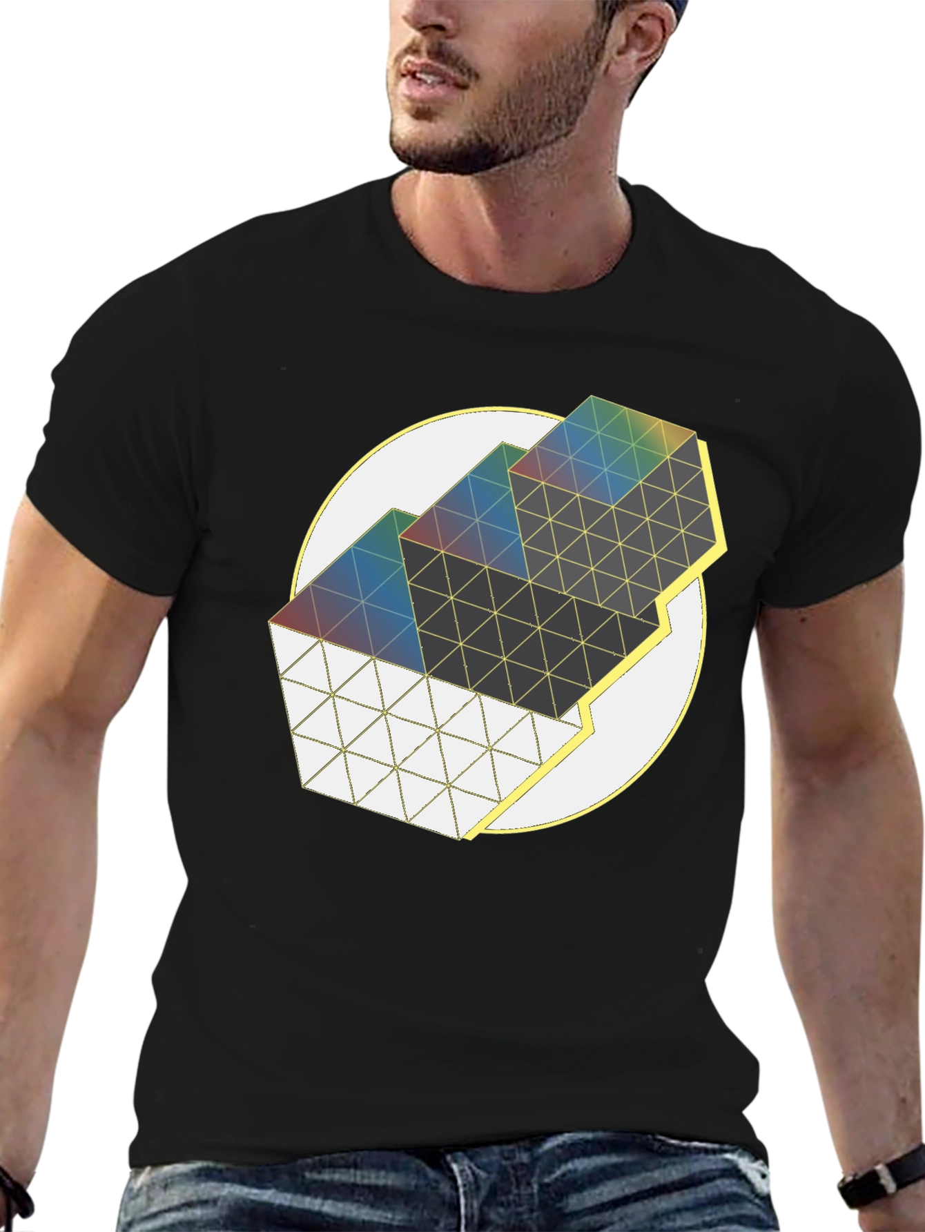 Geometric Prism Graphic Tee - Modern Art Shirt