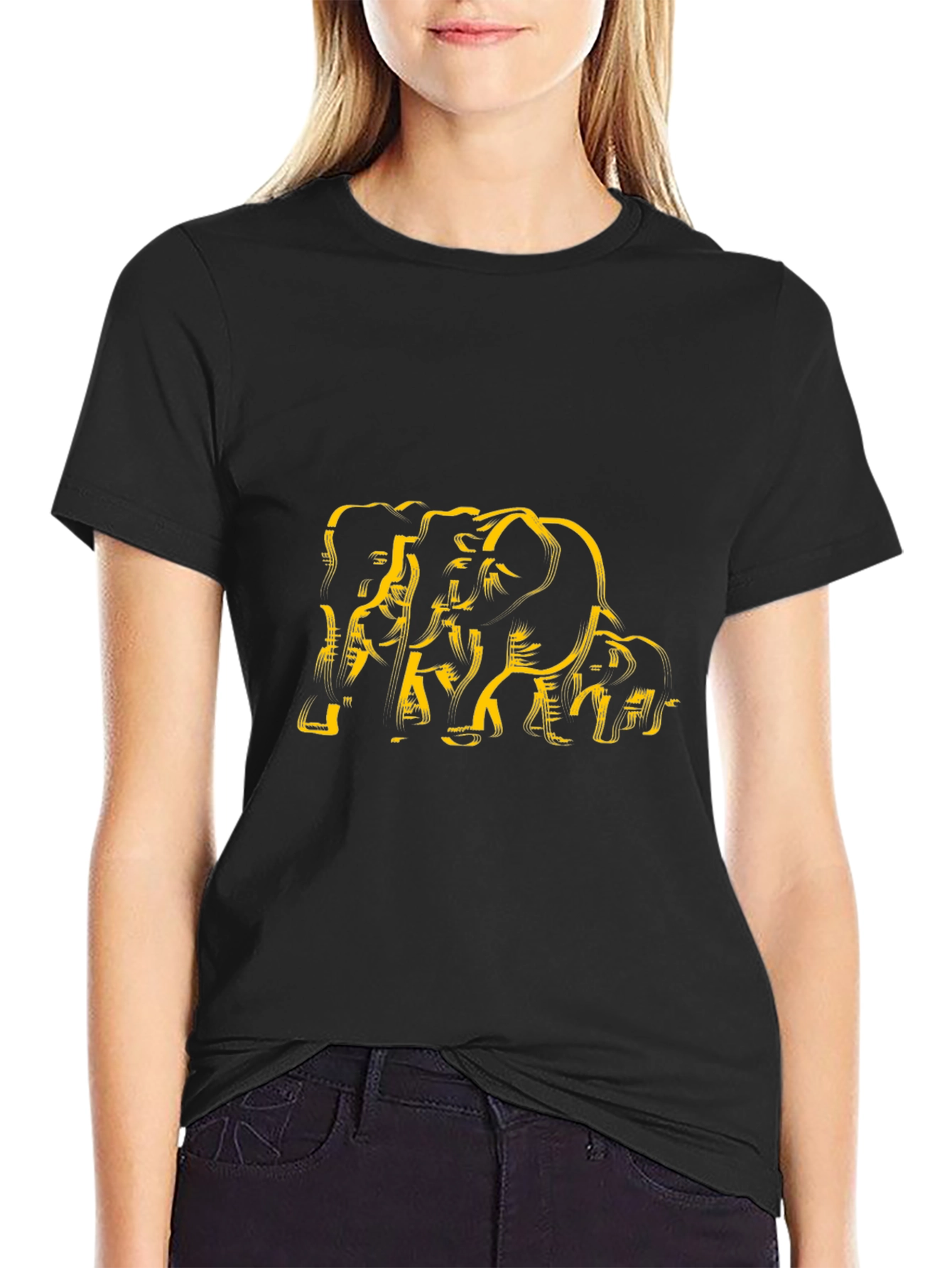 Abstract Elephant Graphic Tee - Black