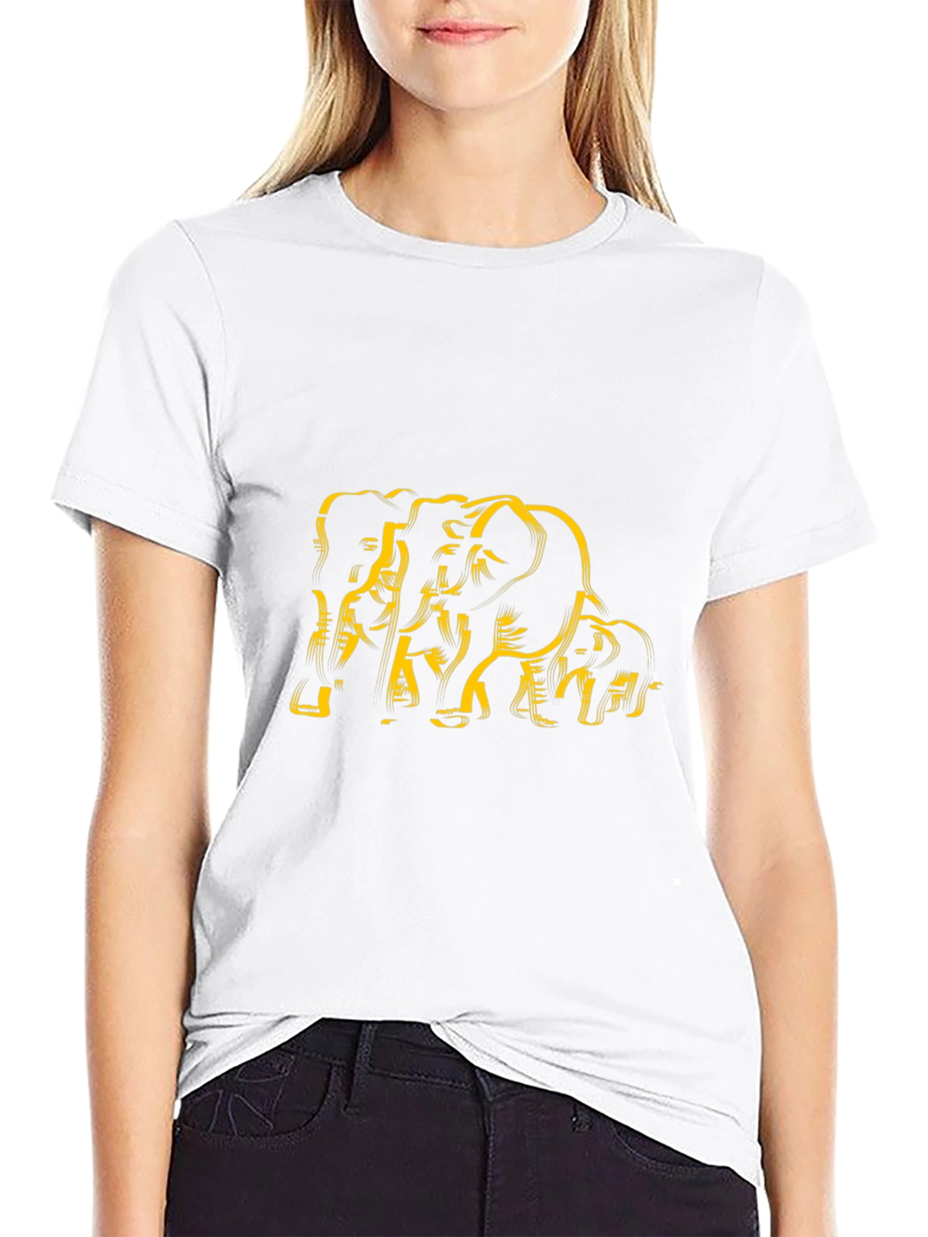 Abstract Elephant Graphic Tee - Black