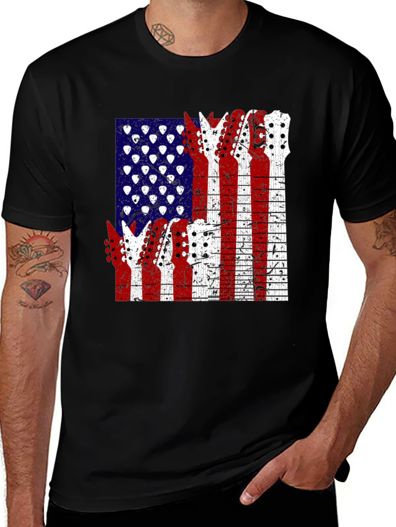 American Flag Guitar T-Shirt