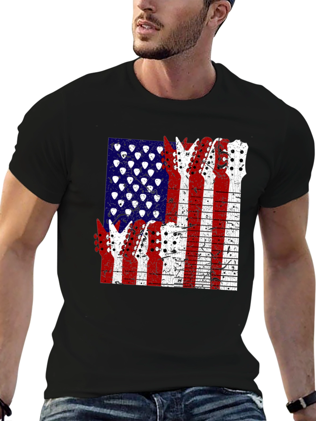 American Flag Guitar T-Shirt
