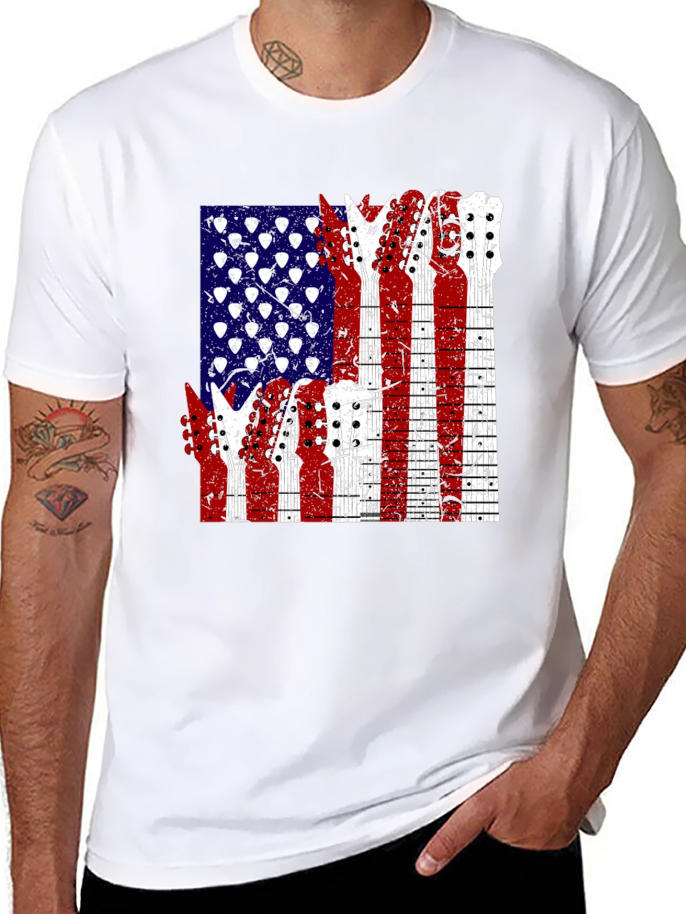 American Flag Guitar T-Shirt