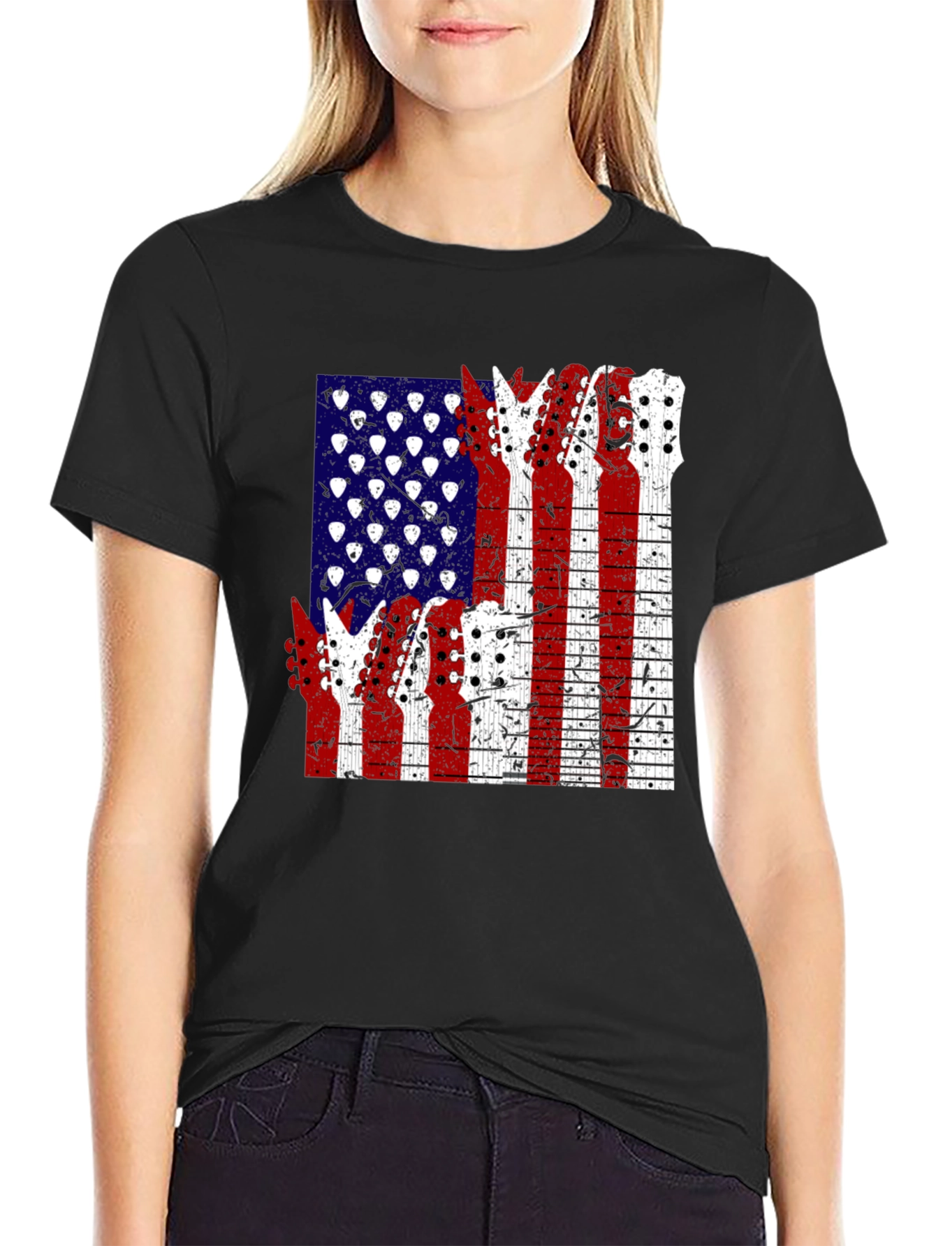 American Flag Guitar T-Shirt