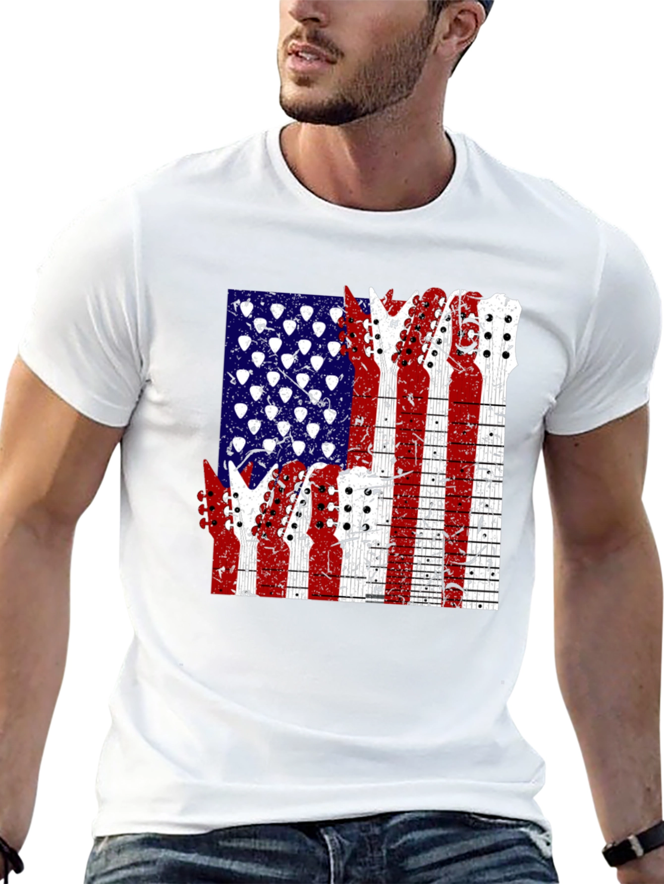 American Flag Guitar T-Shirt