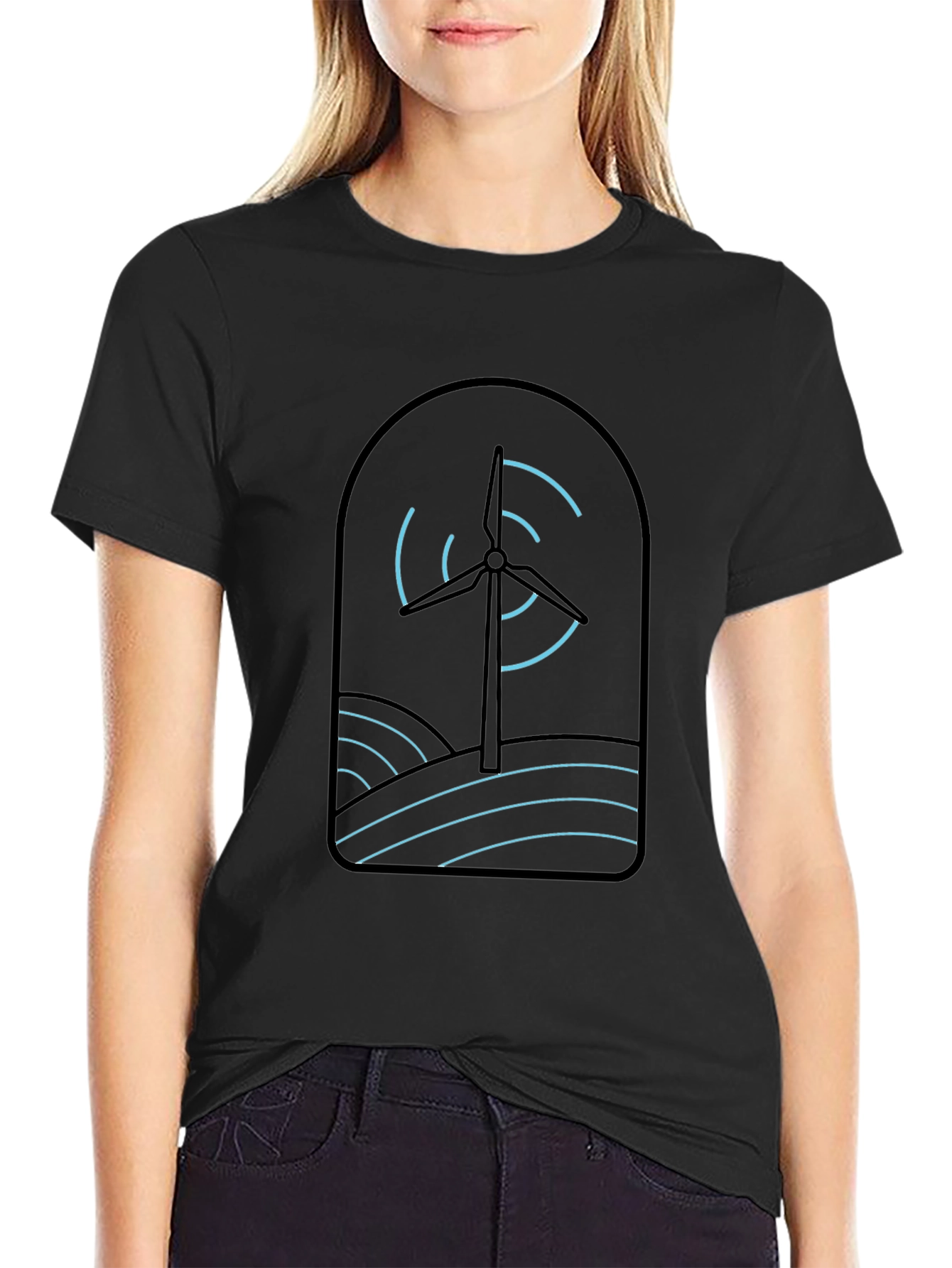 Eco Windmill Graphic Tee - Black Cotton