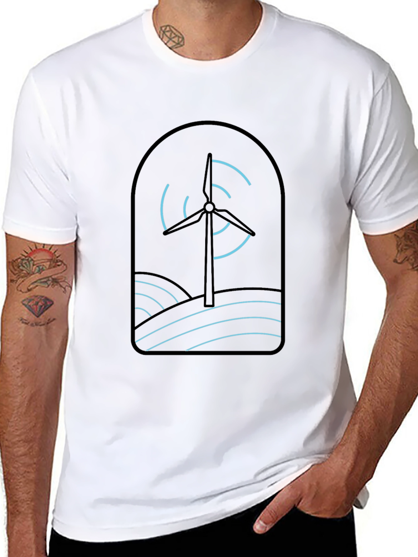 Eco Windmill Graphic Tee - Black Cotton