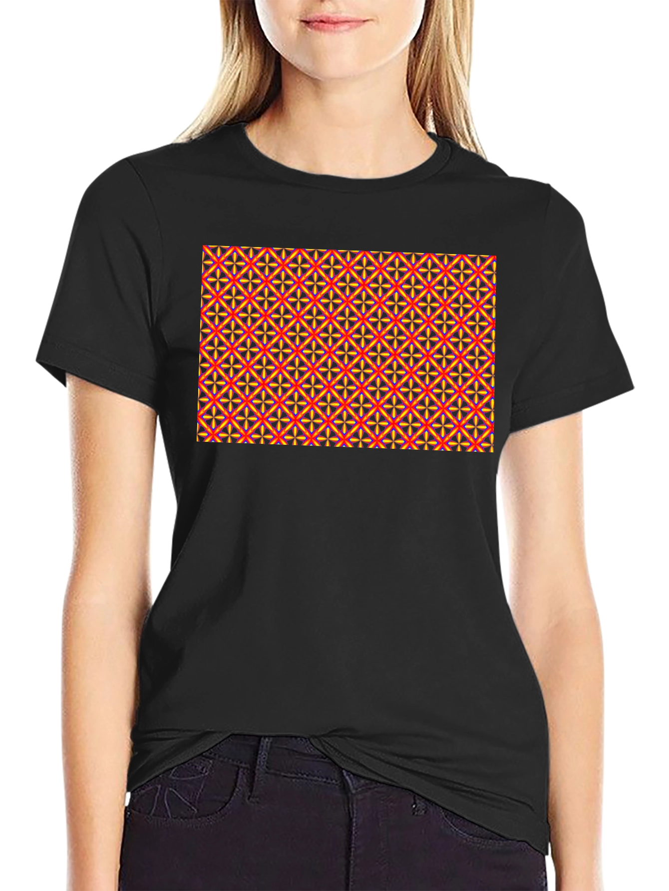 Geometric Pattern Black Tee - Bold & Stylish