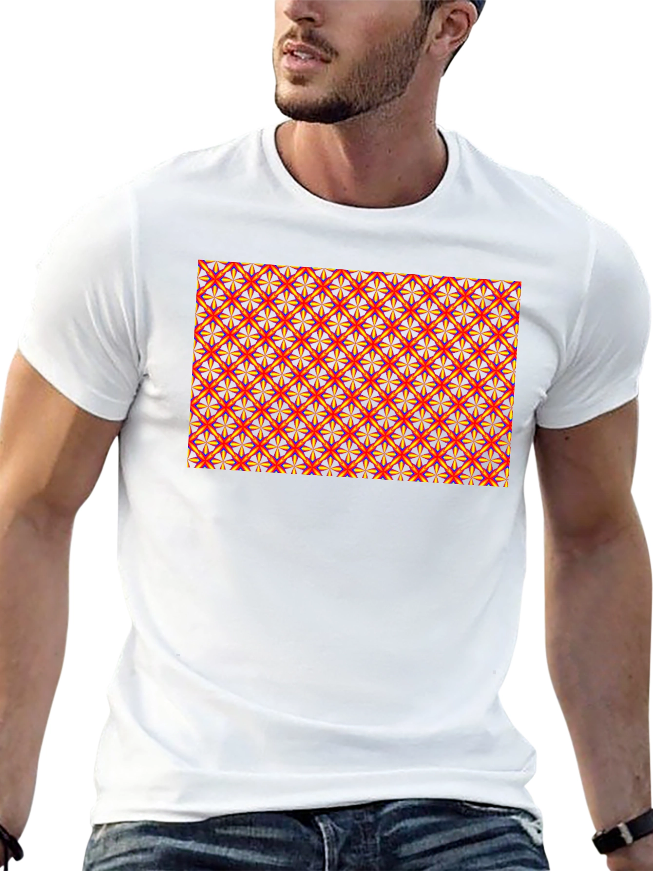 Geometric Pattern Black Tee - Bold & Stylish