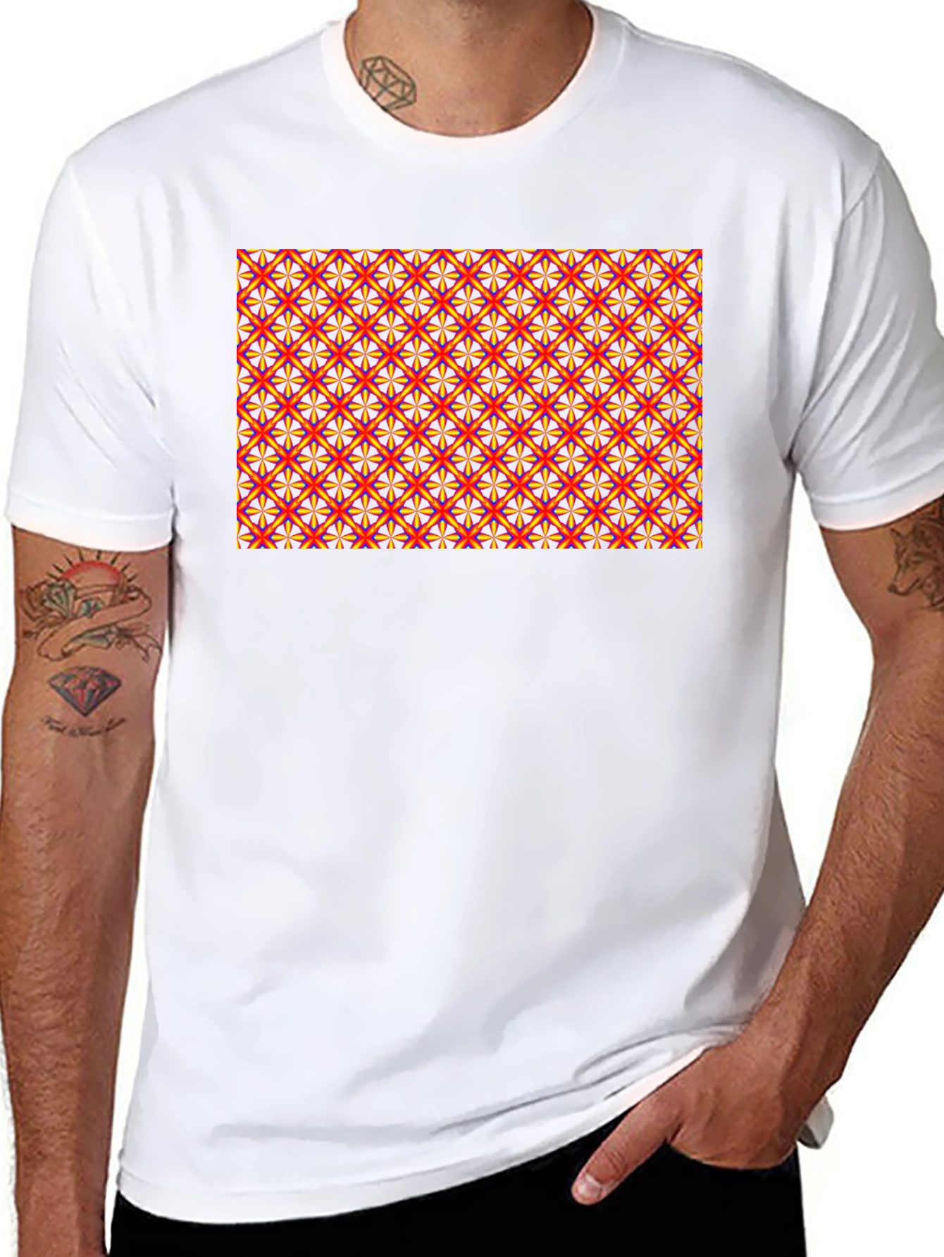 Geometric Pattern Black Tee - Bold & Stylish