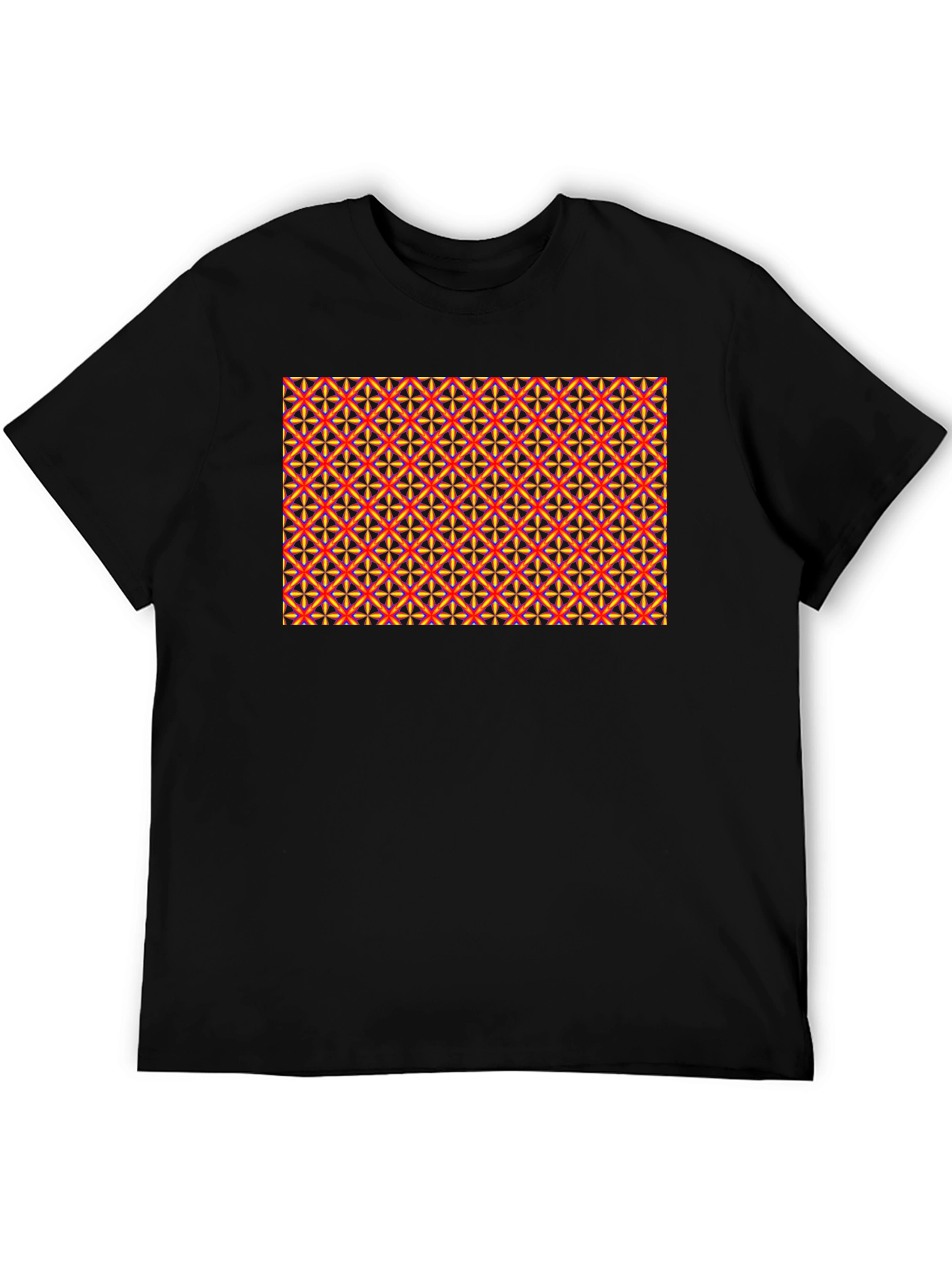 Geometric Pattern Black Tee - Bold & Stylish