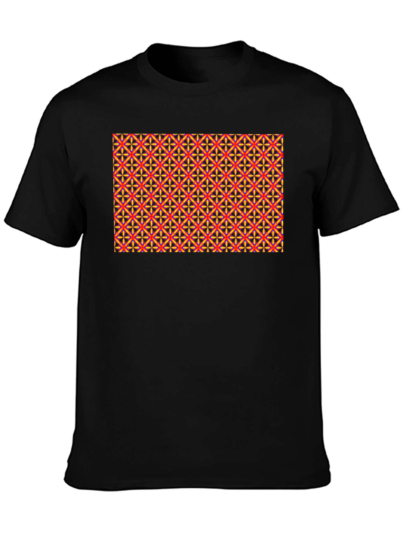 Geometric Pattern Black Tee - Bold & Stylish