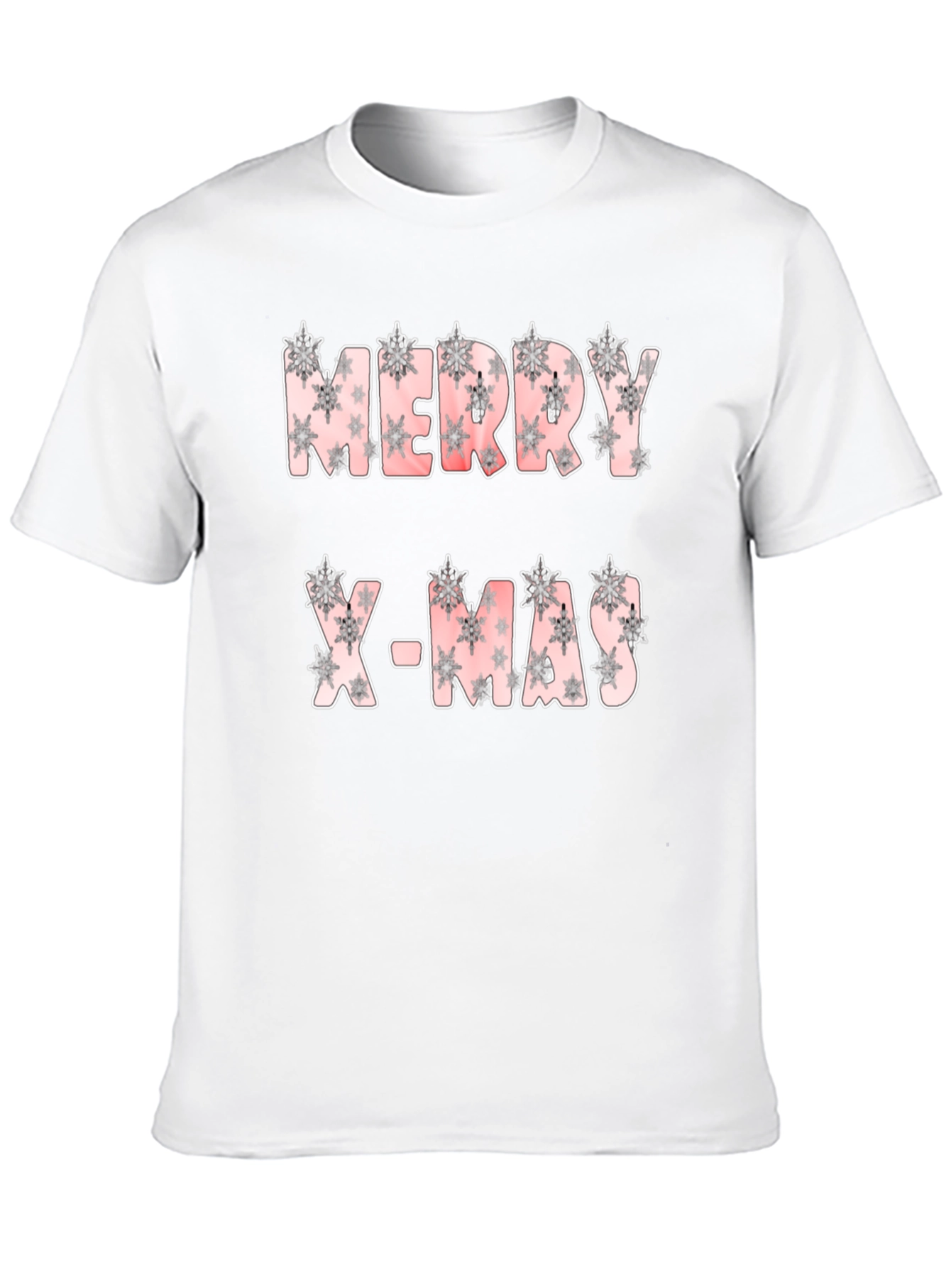 Merry X-Mas Snowflake Pattern Black T-Shirt