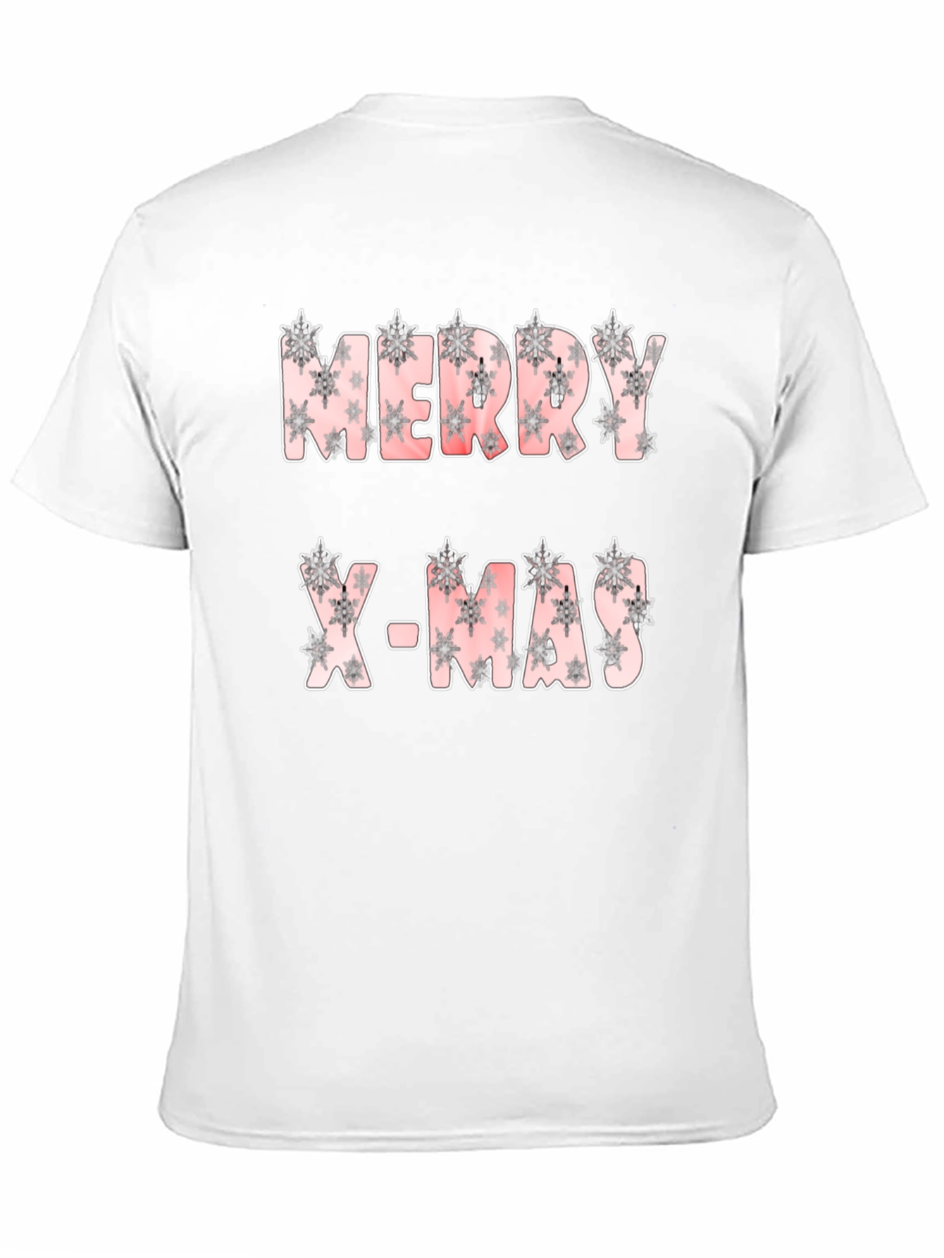 Merry X-Mas Snowflake Pattern Black T-Shirt