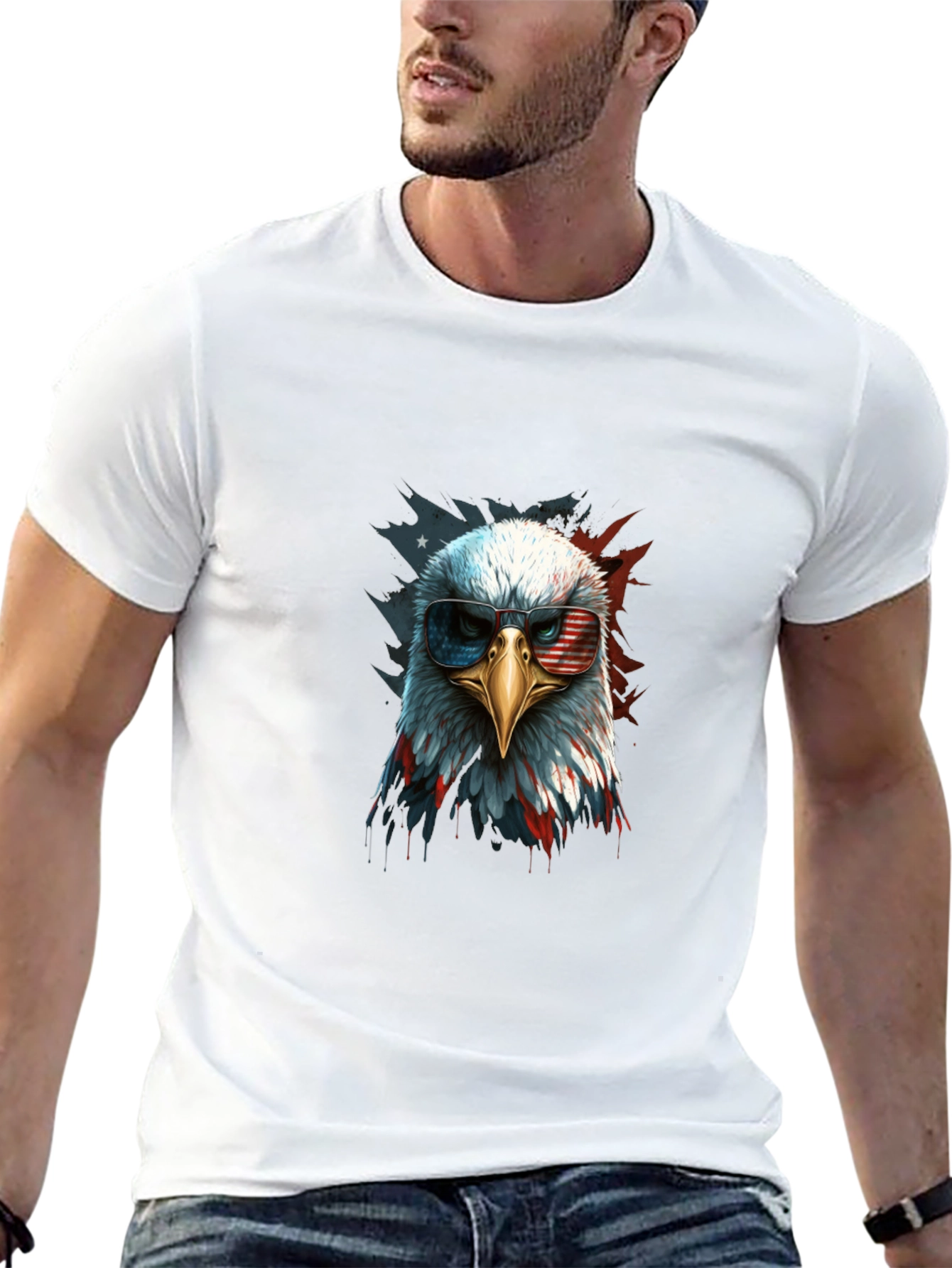 Patriotic Eagle Graphic Tee - Mens Black T-Shirt