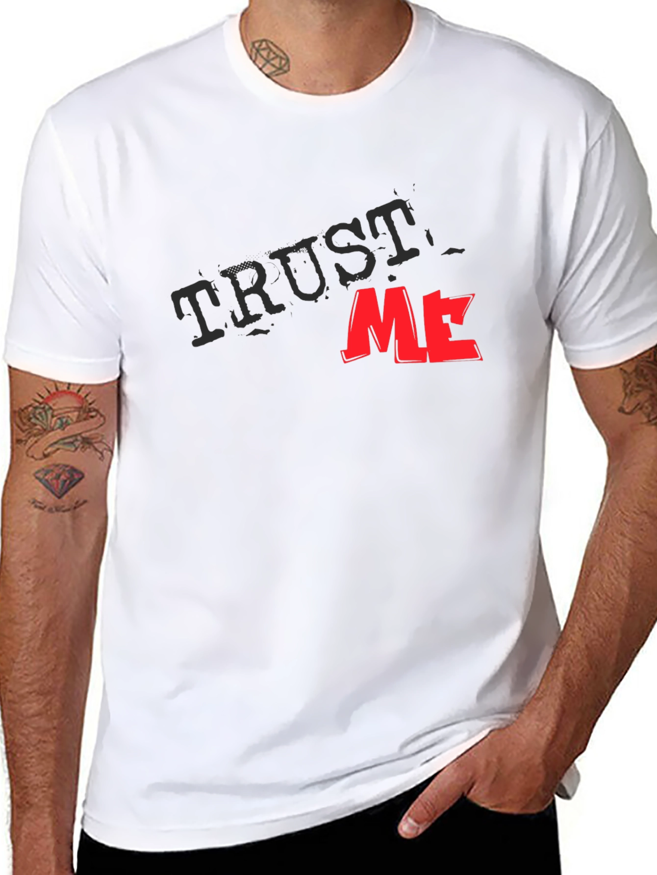 Trust Me Graphic Tee - Black Cotton Casual T-Shirt