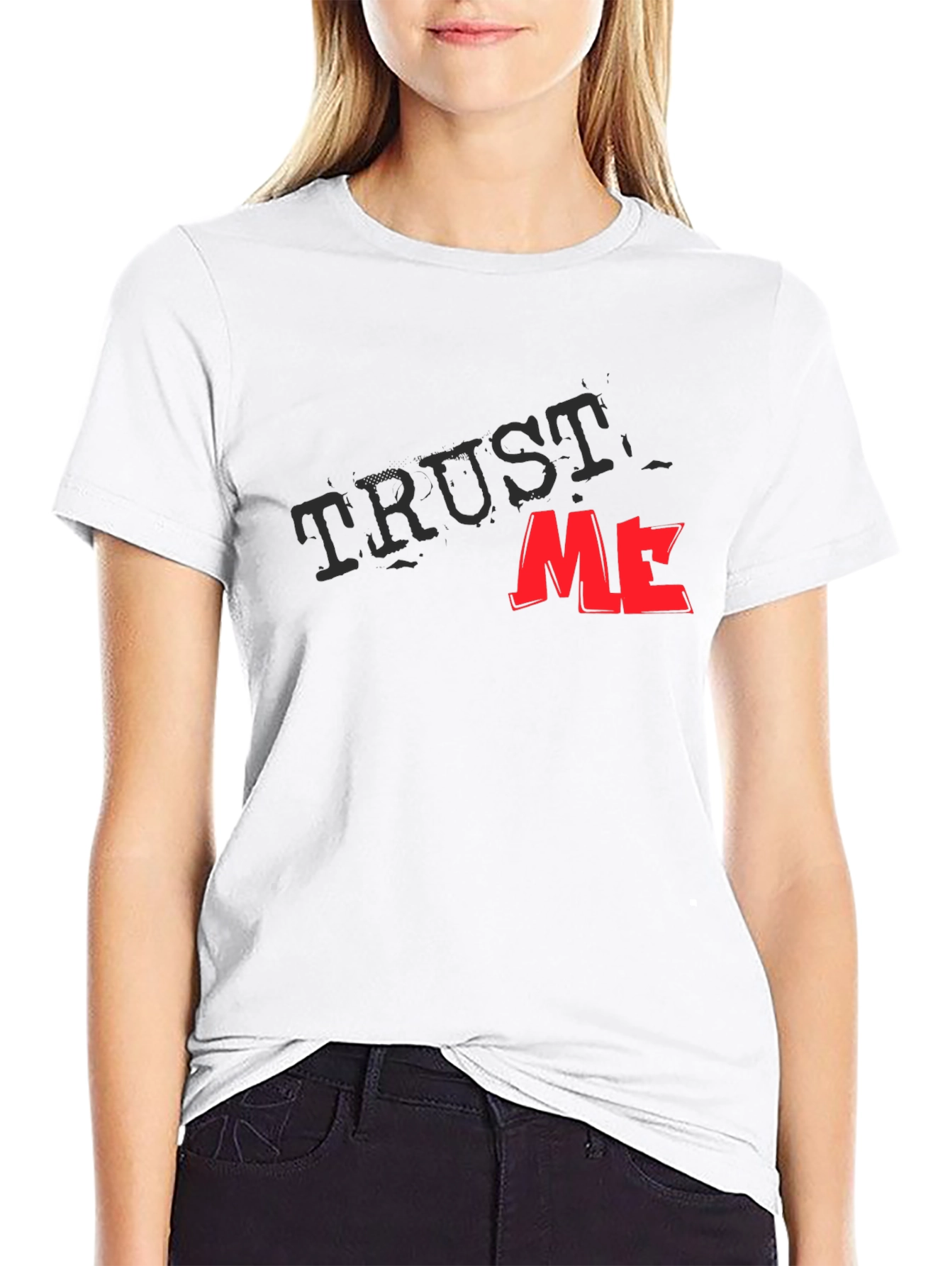Trust Me Graphic Tee - Black Cotton Casual T-Shirt