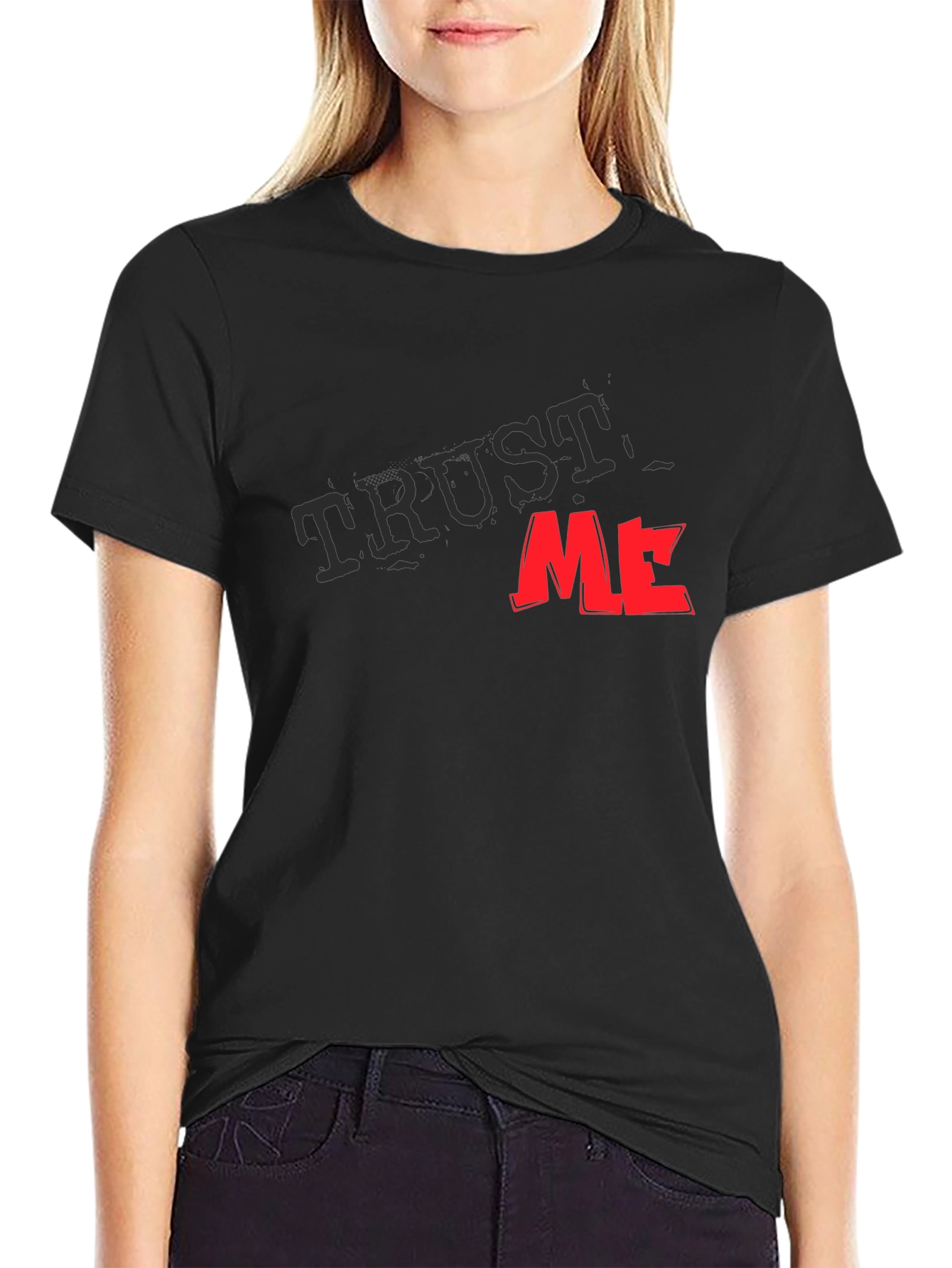 Trust Me Graphic Tee - Black Cotton Casual T-Shirt