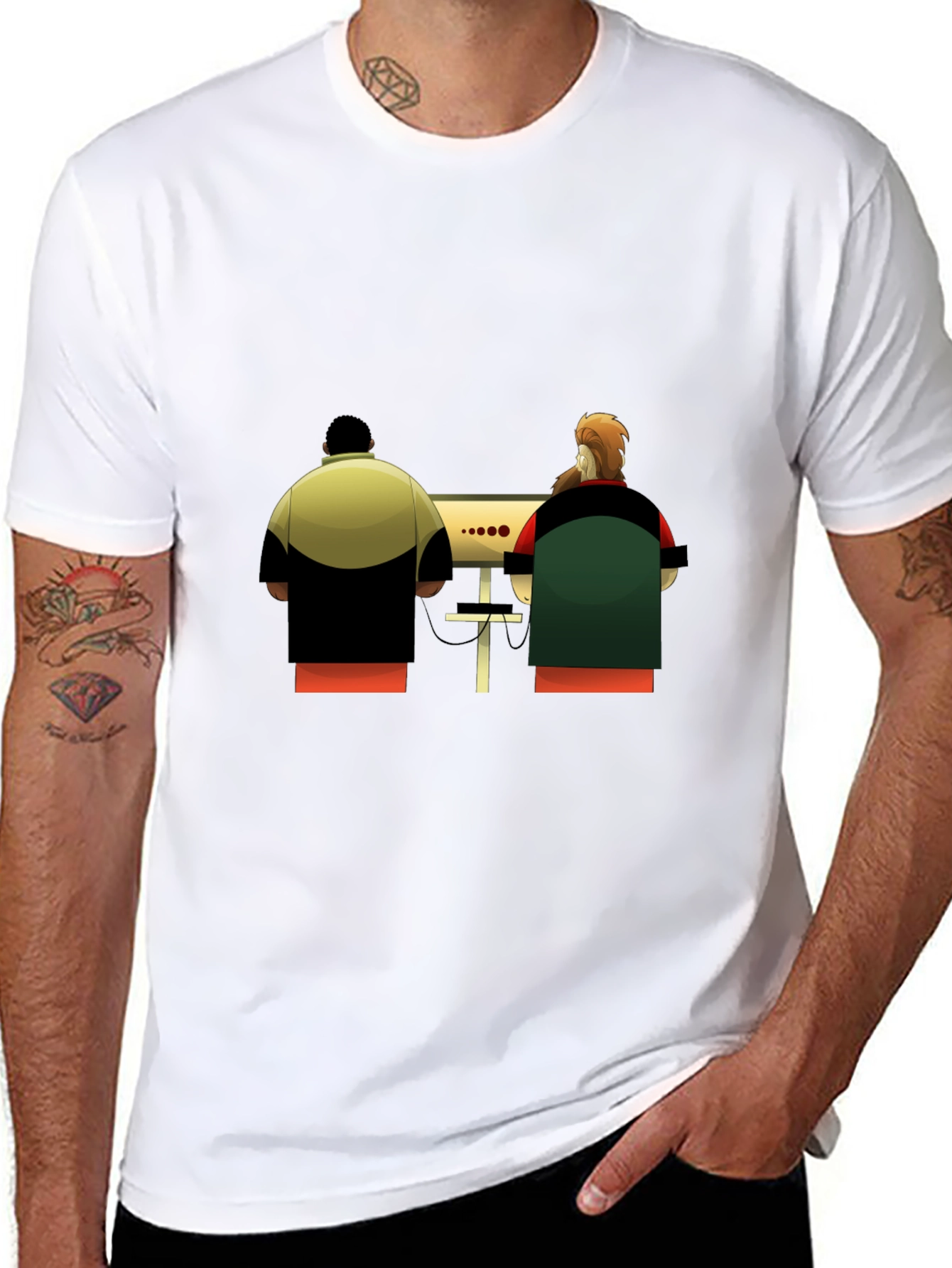 Cartoon Computer Guys Black T-Shirt