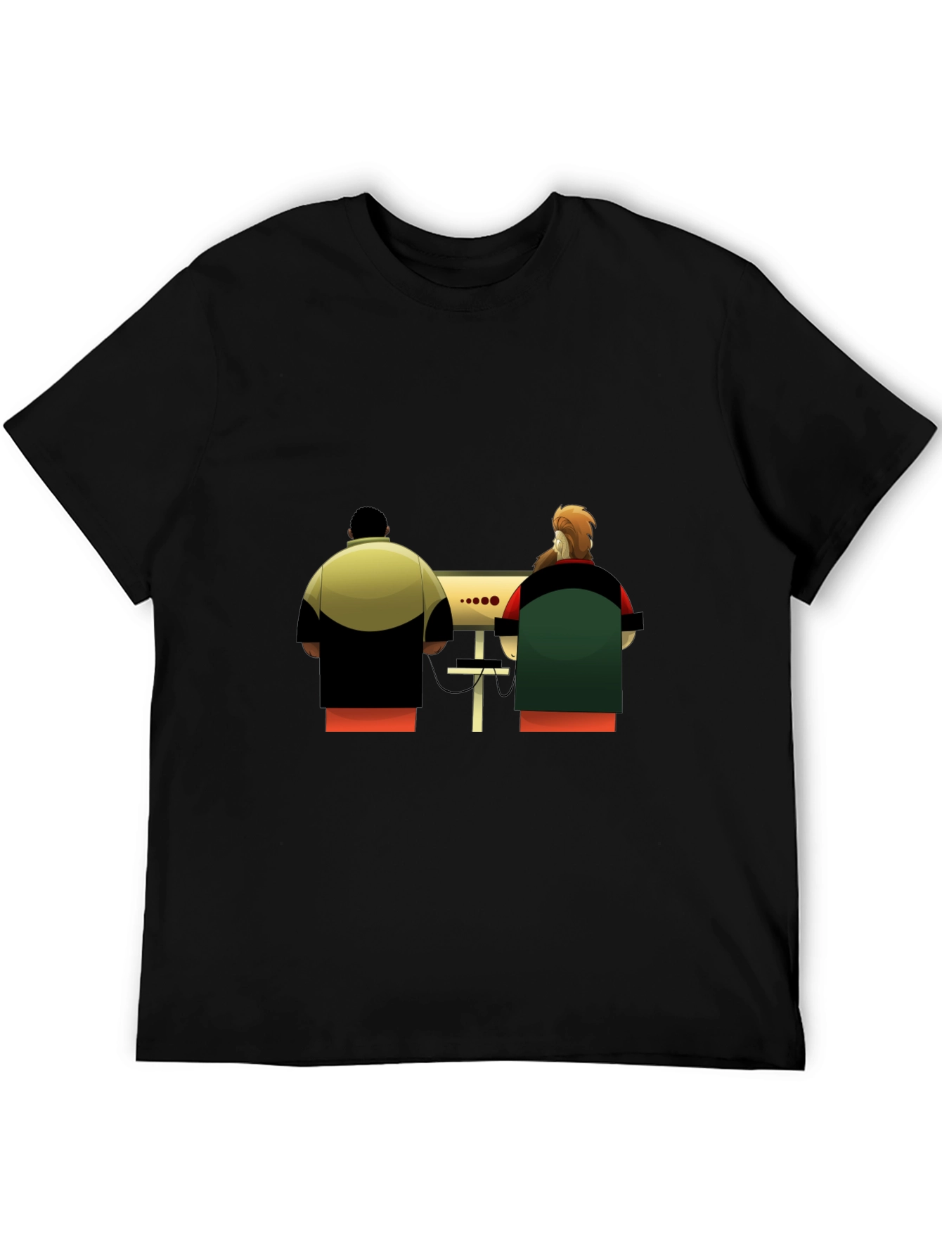 Cartoon Computer Guys Black T-Shirt
