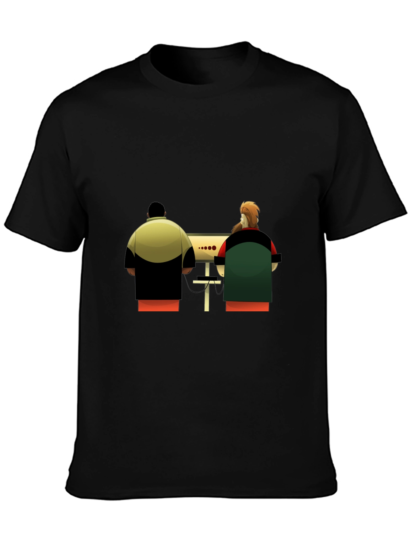 Cartoon Computer Guys Black T-Shirt