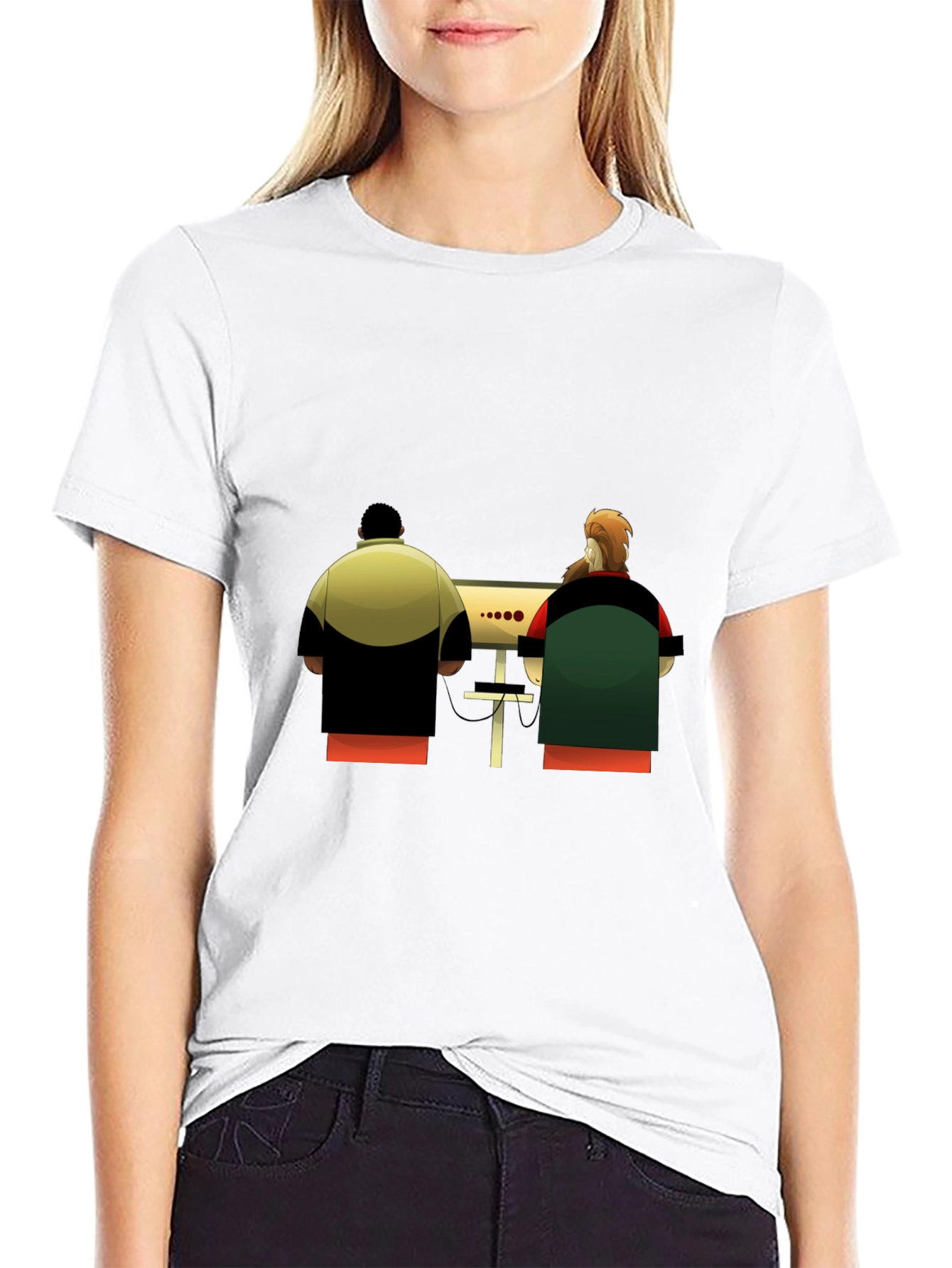 Cartoon Computer Guys Black T-Shirt