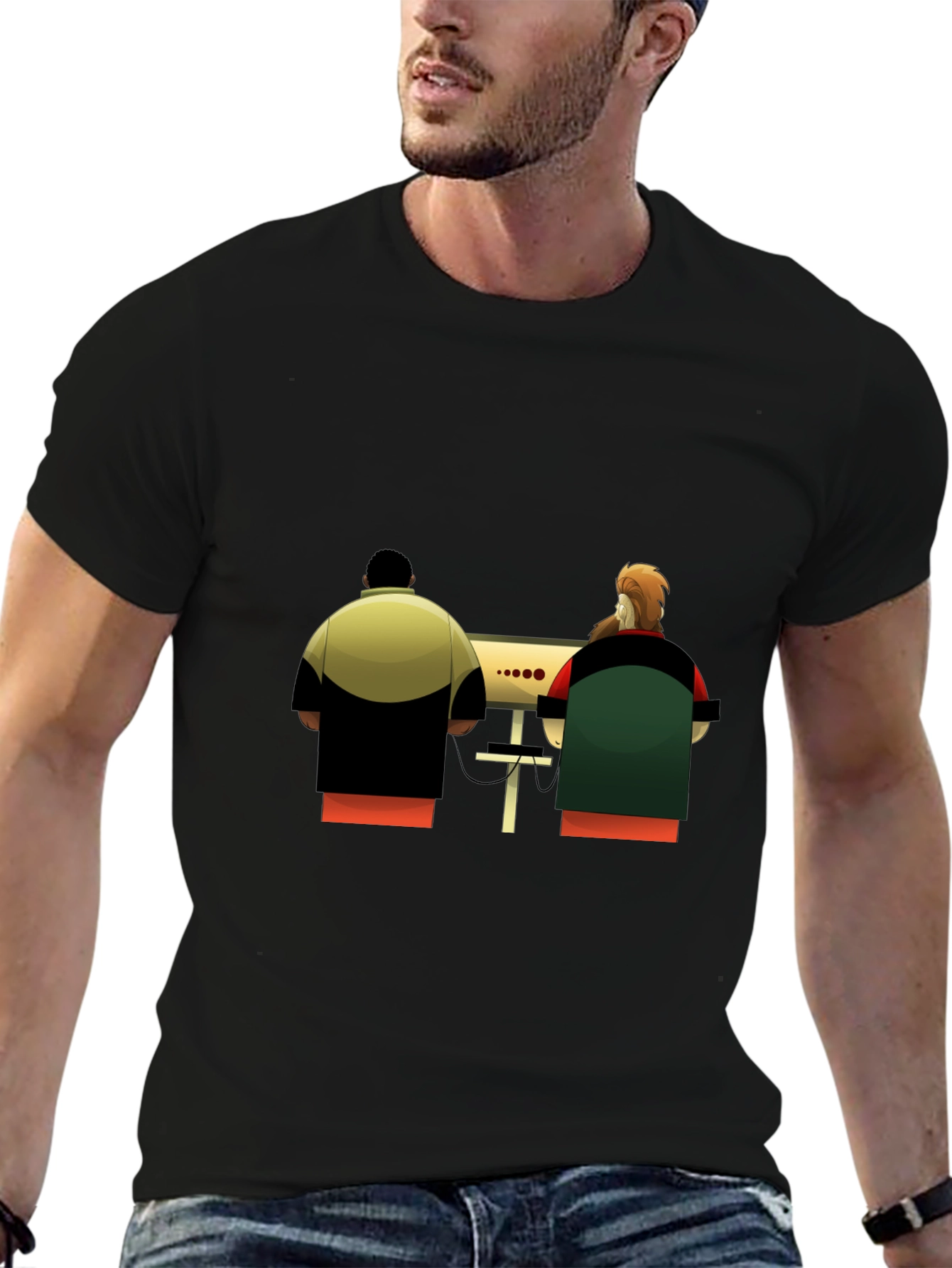 Cartoon Computer Guys Black T-Shirt
