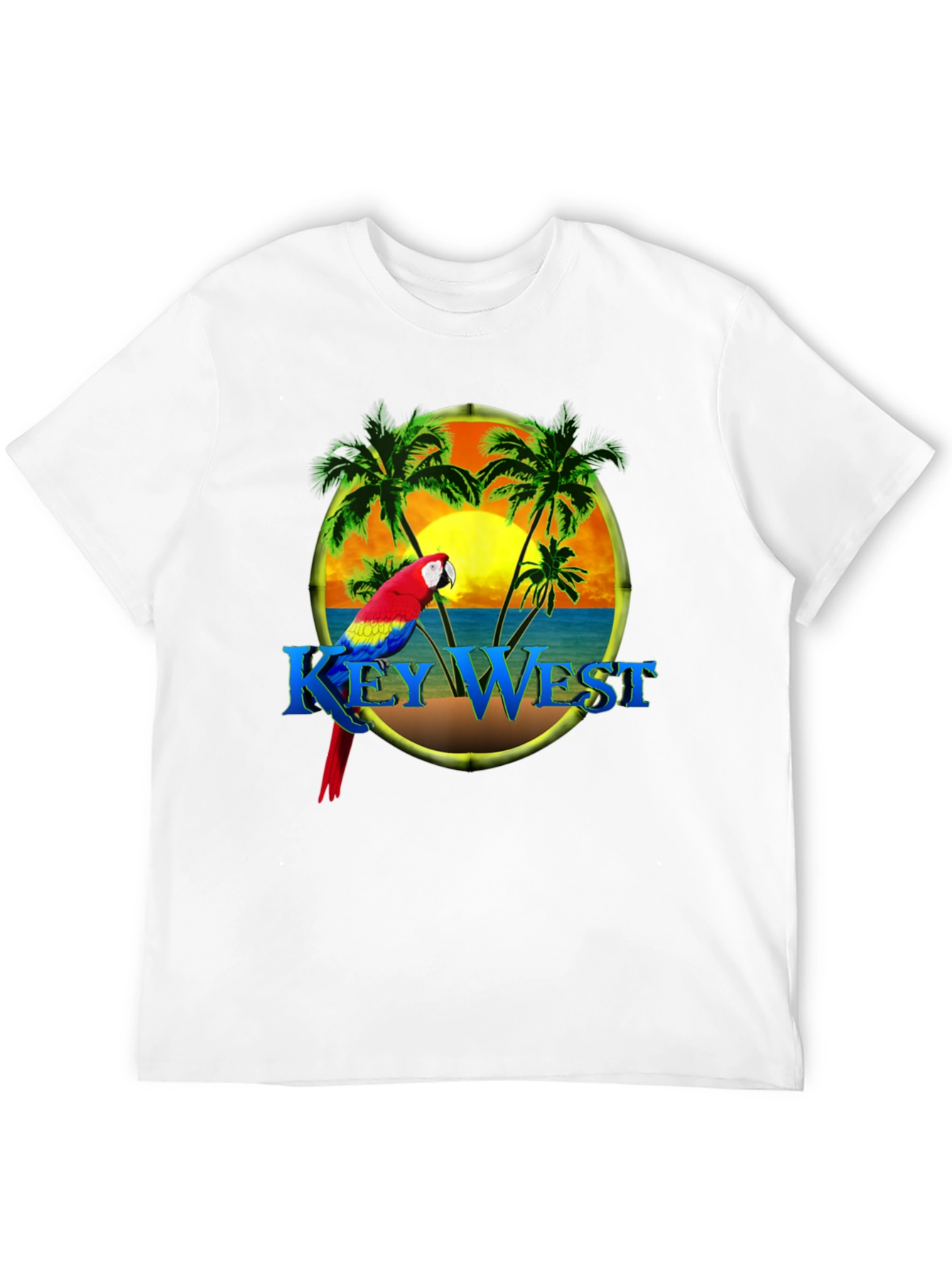 Key West Parrot T-Shirt - Tropical Palm Design