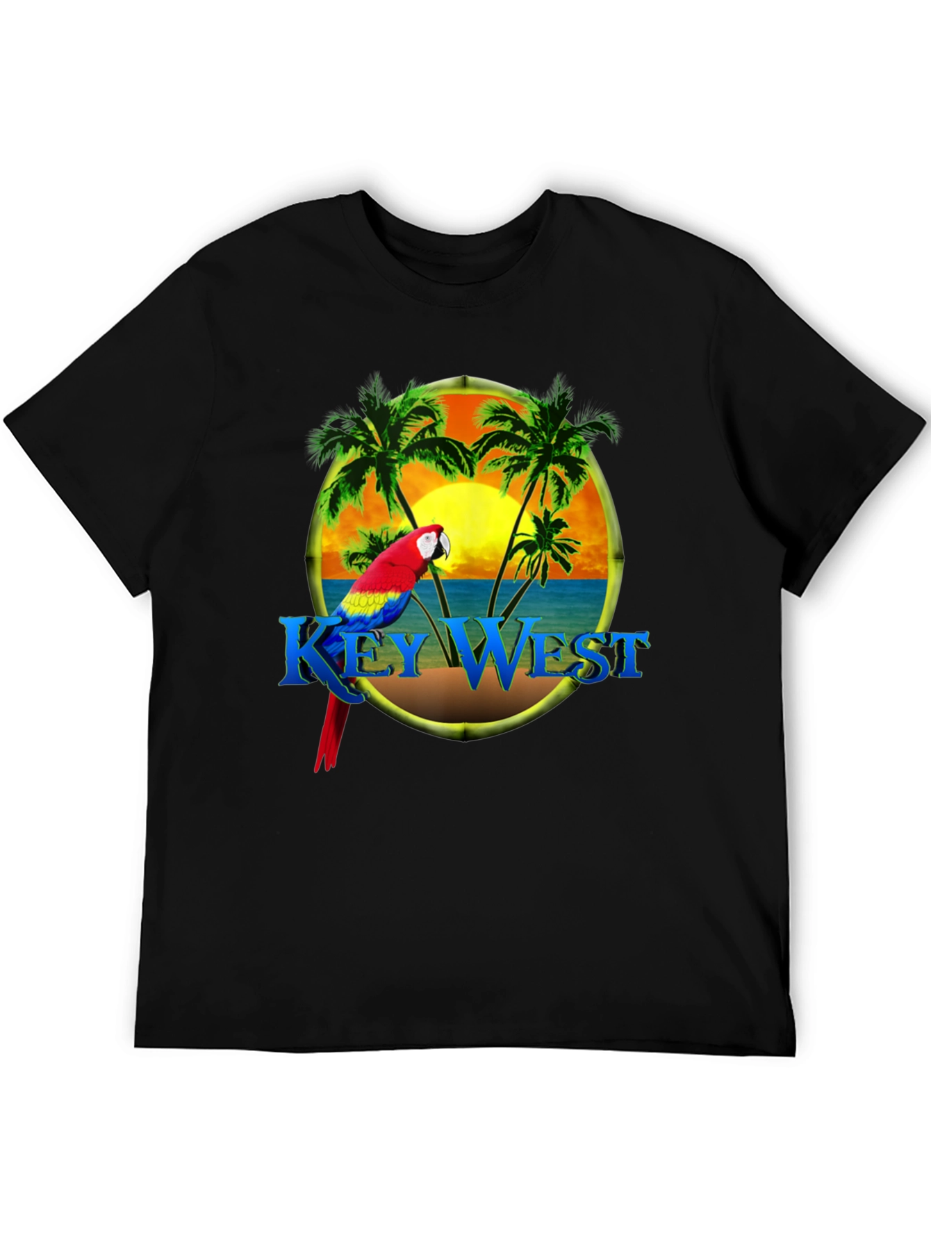 Key West Parrot T-Shirt - Tropical Palm Design