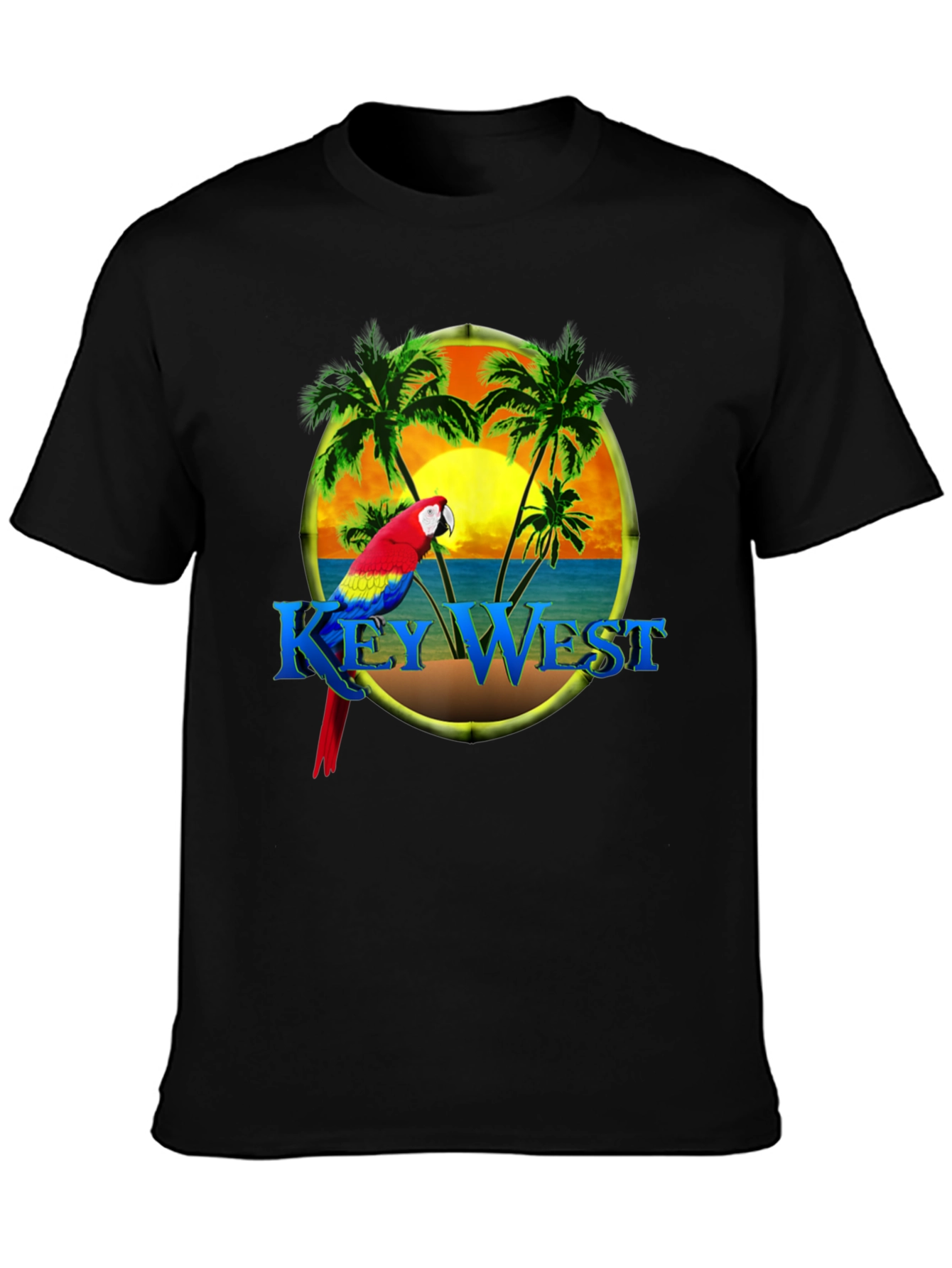Key West Parrot T-Shirt - Tropical Palm Design
