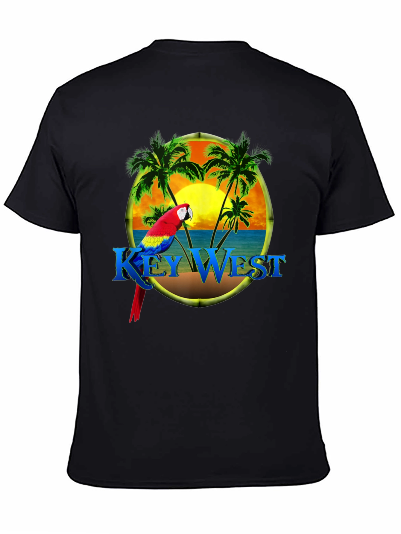 Key West Parrot T-Shirt - Tropical Palm Design
