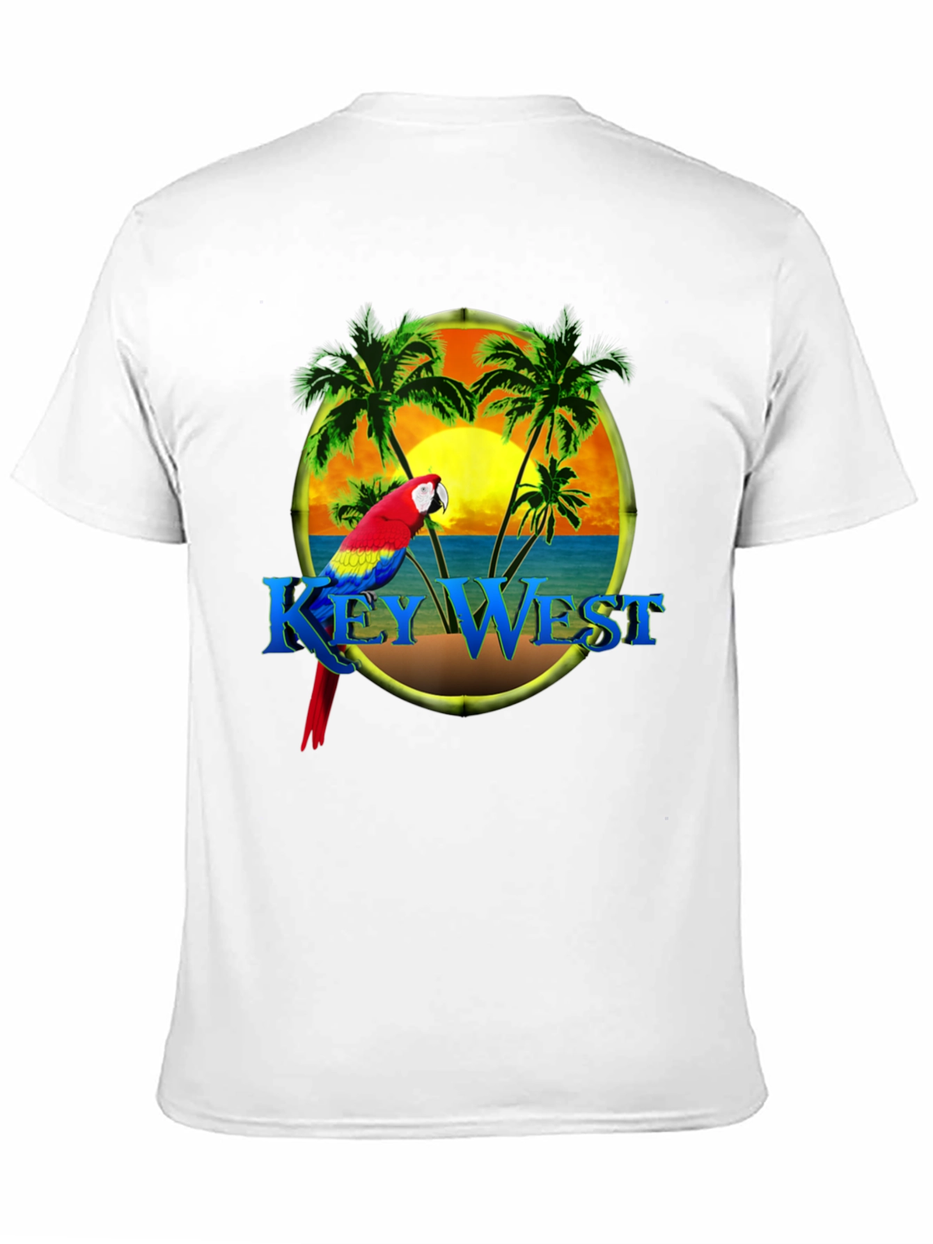 Key West Parrot T-Shirt - Tropical Palm Design